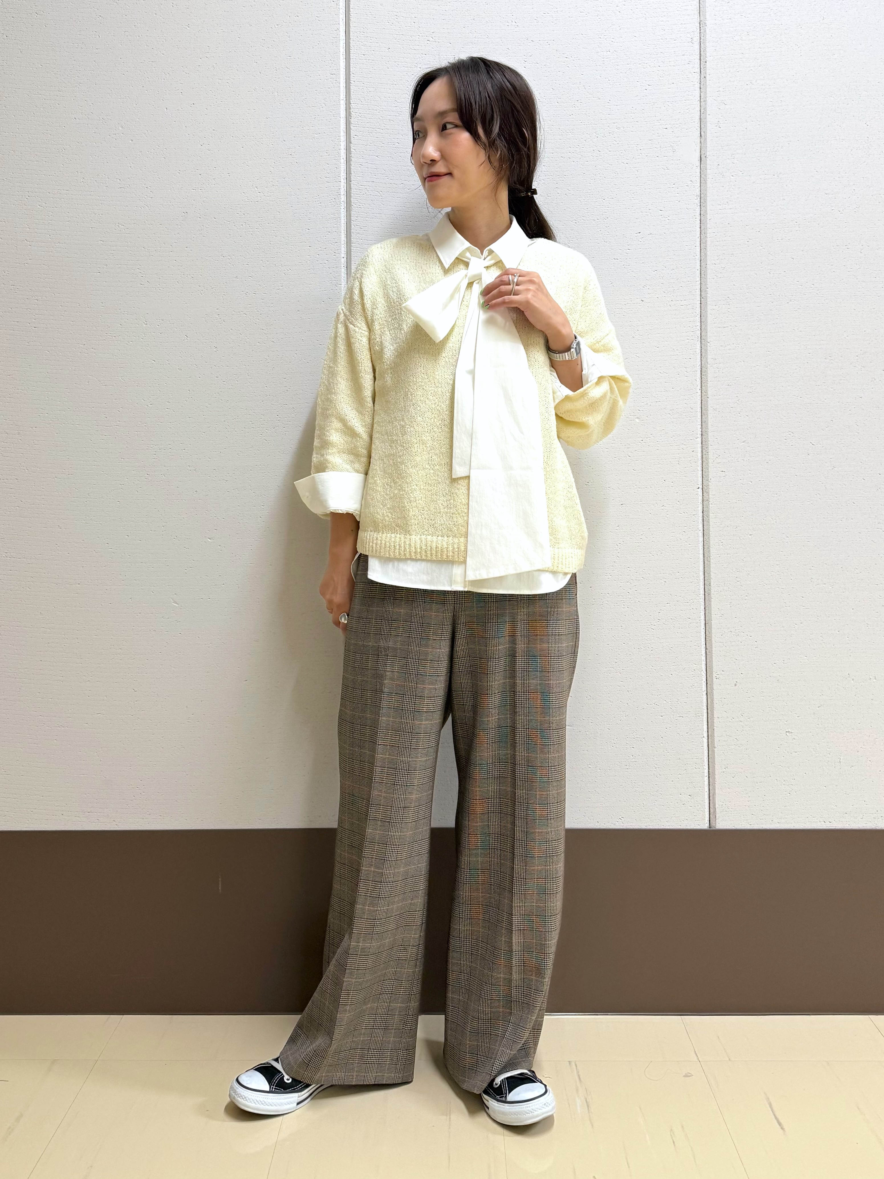 mamiさんの「INDIVI｜【ストレッチ◎】取外し可ボウタイシャツ」を使ったコーディネート