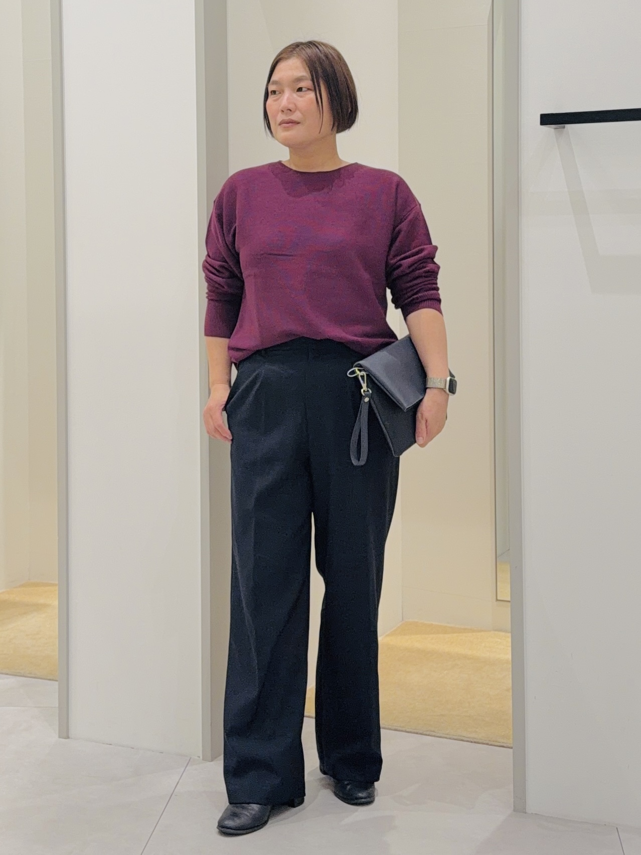 タナさんの「THE SHOP TK｜【毛玉防止/蓄熱/洗える】美映えガーターニット」を使ったコーディネート