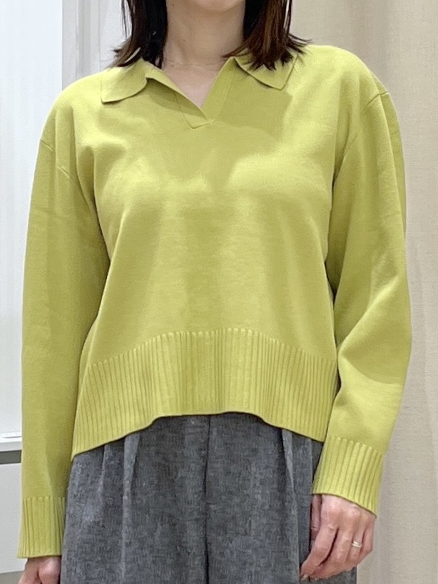 canaさんの「Dessin｜【洗濯機OK】抜け感スキッパーポロニット」を使ったコーディネート