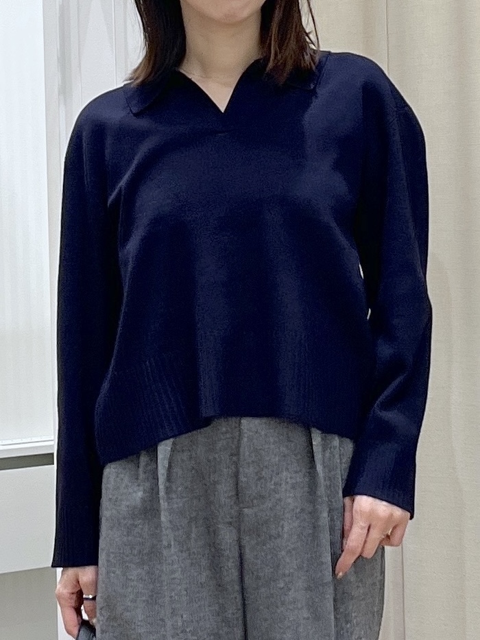 canaさんの「Dessin｜【洗濯機OK】抜け感スキッパーポロニット」を使ったコーディネート