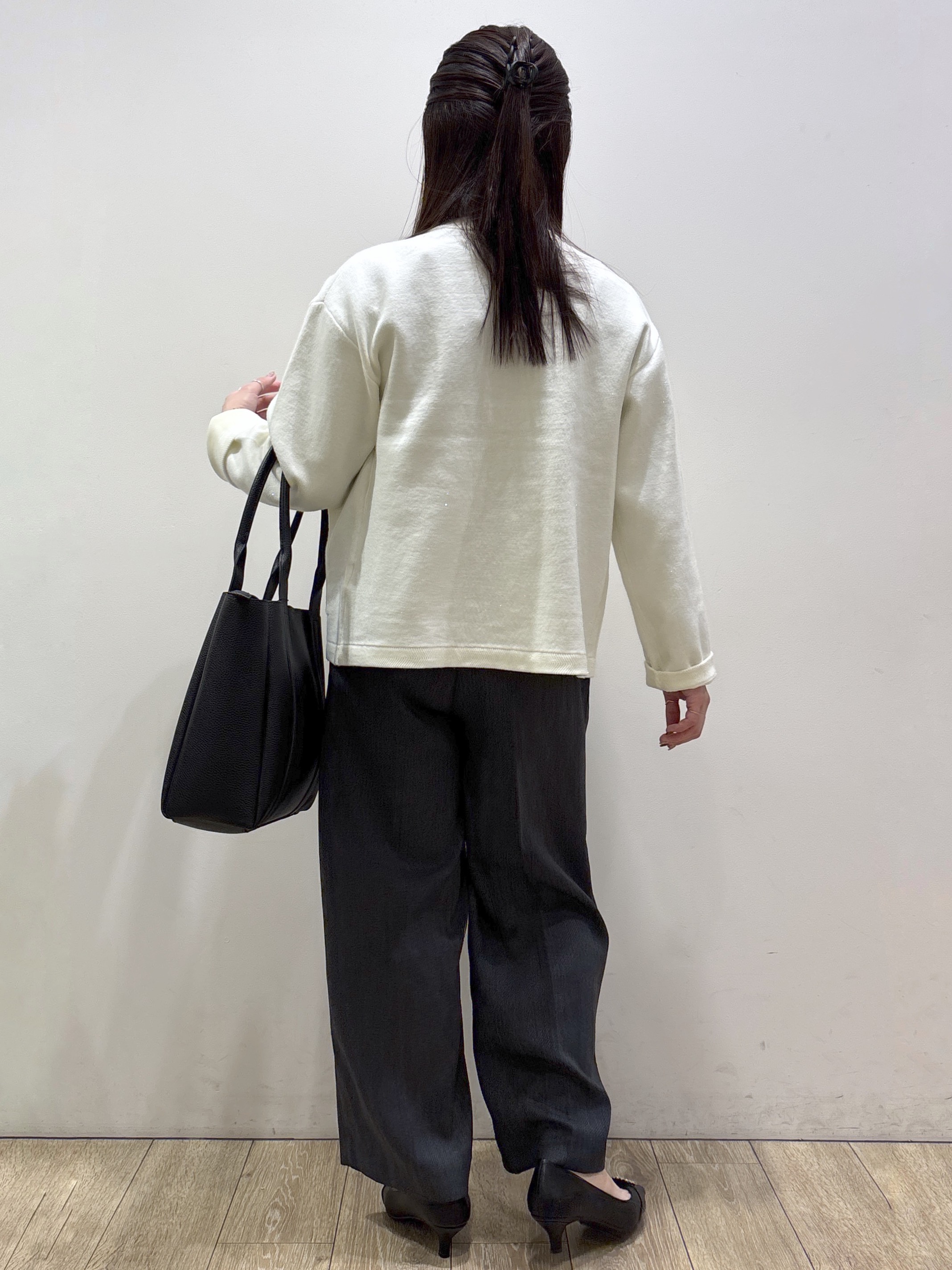 mameさんの「index｜【セットアップ可】ノーカラーミドルコーディガン《洗濯機OK》」を使ったコーディネート