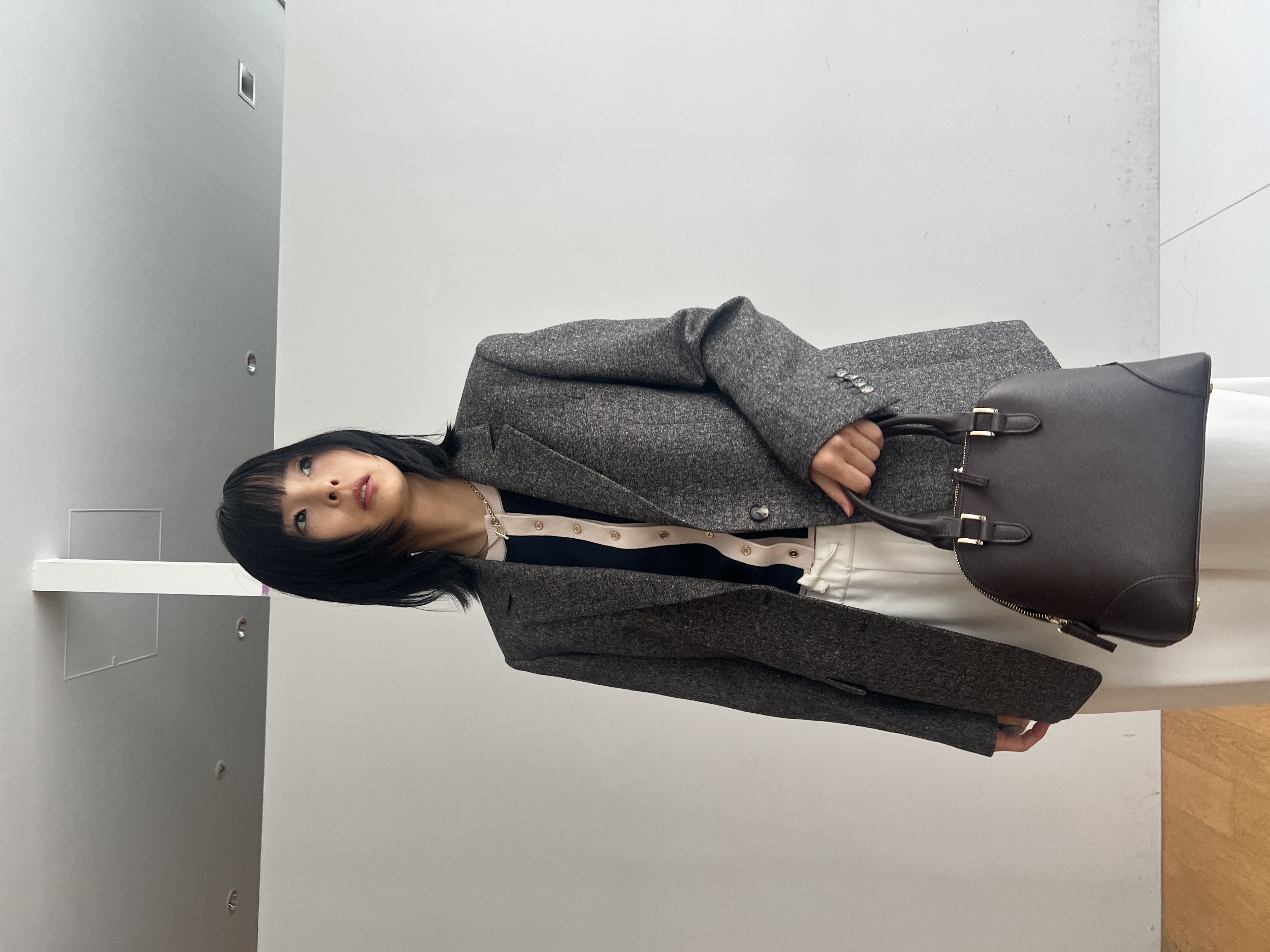 misaさんの「DRESSTERIOR｜【マシンウォッシャブル】コットンカシミヤバイカラーカーディガン」を使ったコーディネート