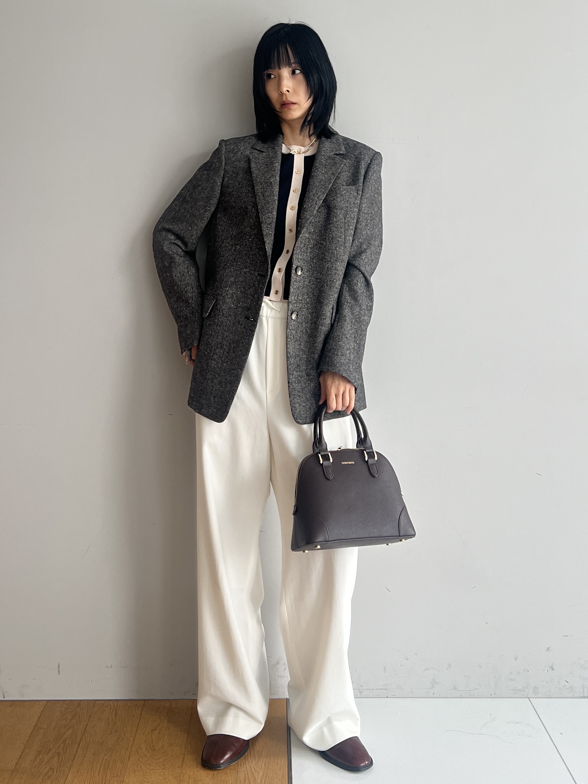 misaさんの「DRESSTERIOR｜【マシンウォッシャブル】コットンカシミヤバイカラーカーディガン」を使ったコーディネート