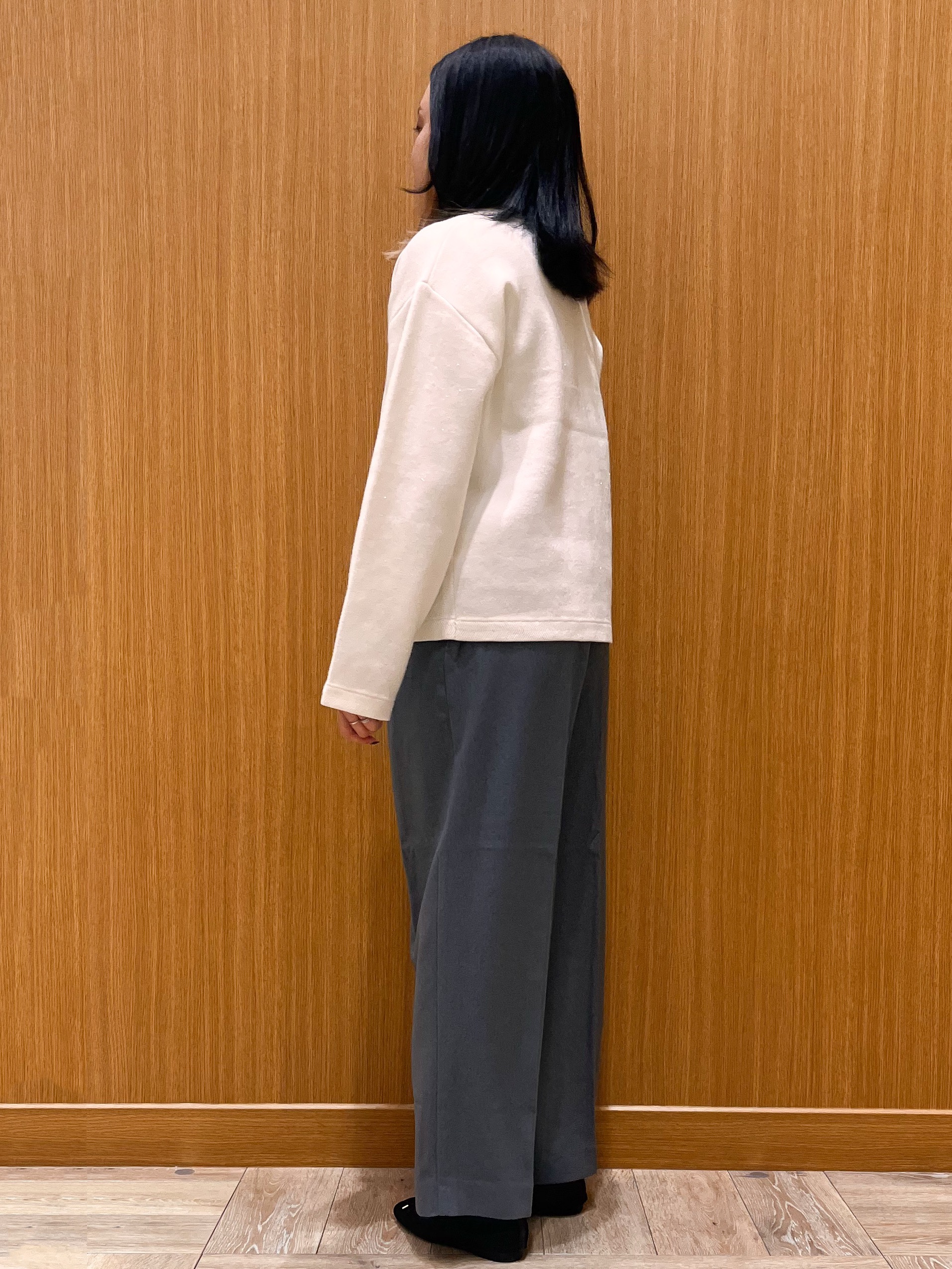 aさんの「OPAQUE.CLIP｜【セットアップ可】ノーカラーミドルコーディガン《洗濯機OK》」を使ったコーディネート