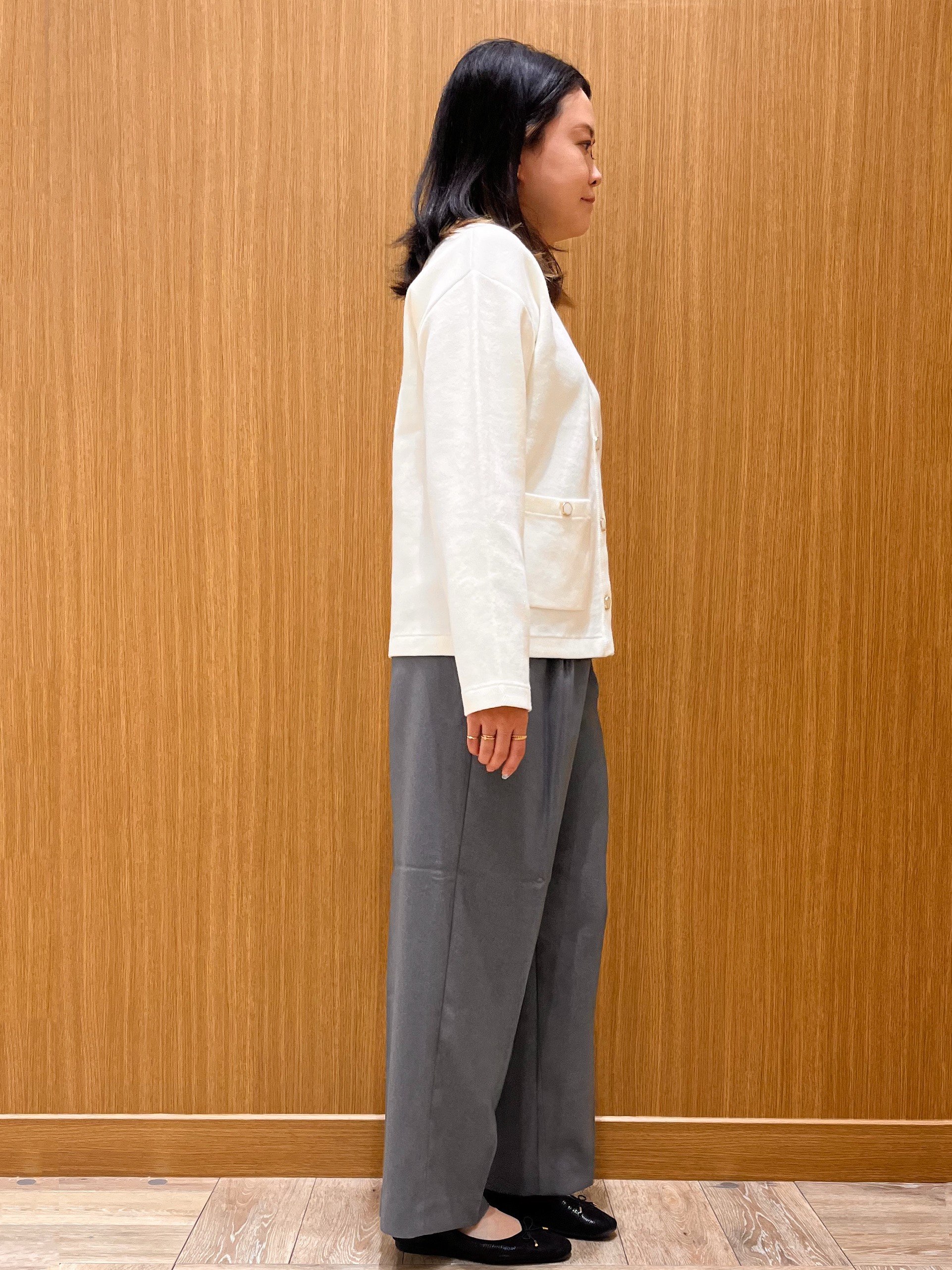 aさんの「OPAQUE.CLIP｜【セットアップ可】ノーカラーミドルコーディガン《洗濯機OK》」を使ったコーディネート