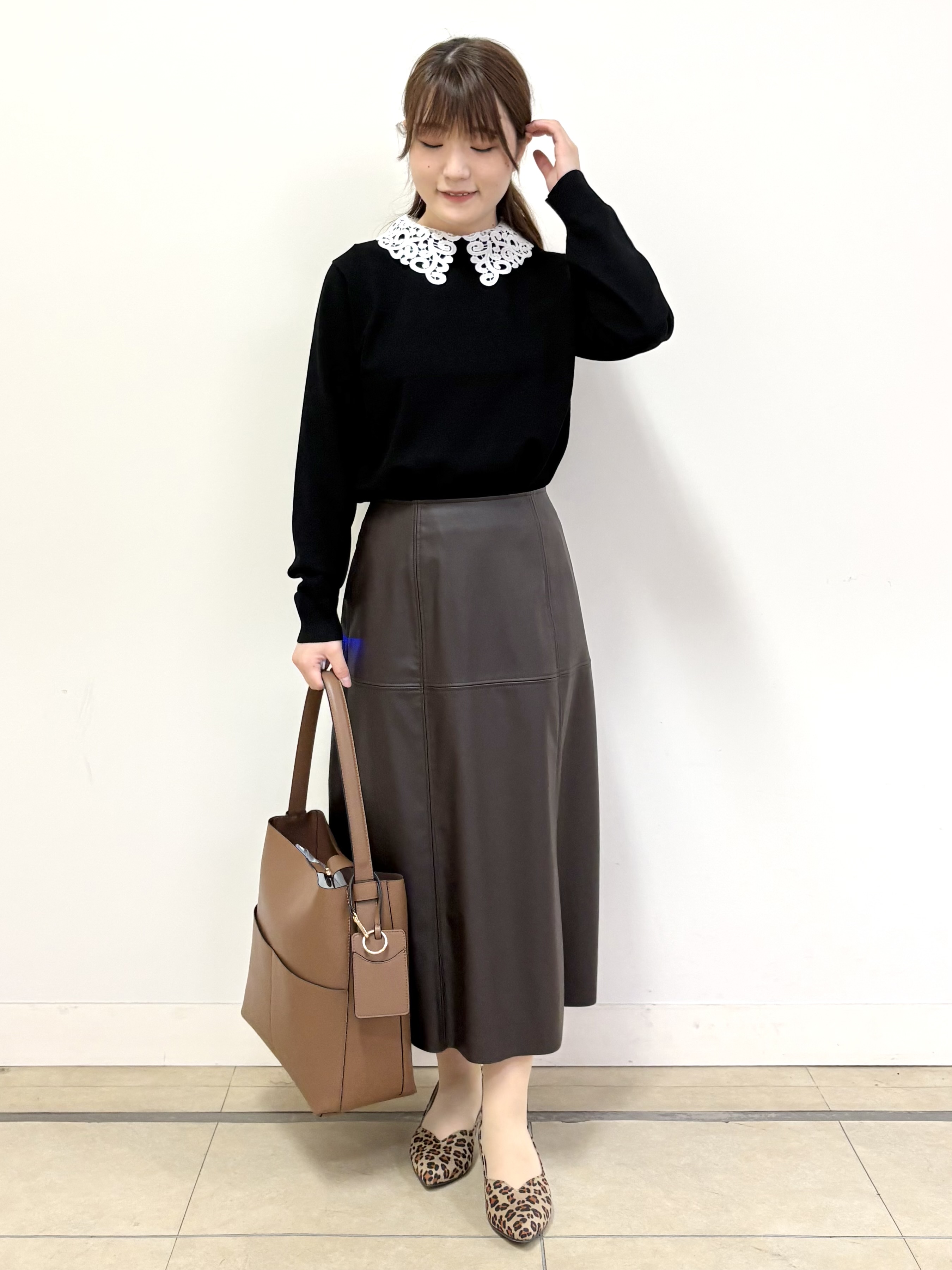 mikiさんの「Reflect｜【付け衿】レース衿付きストレッチニット」を使ったコーディネート
