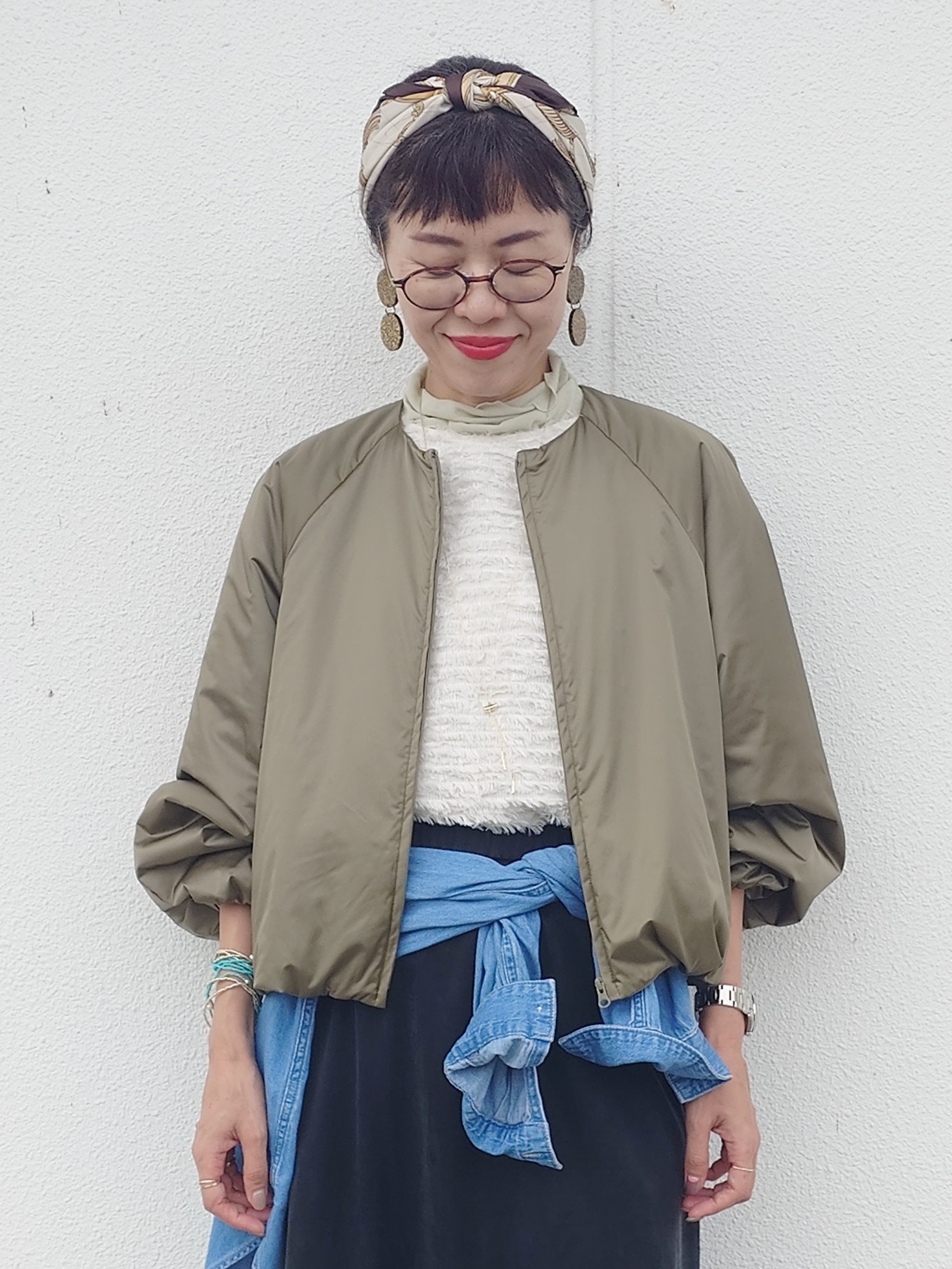 MUTSUKOさんの「UNTITLED｜【軽アウター/中綿/秋冬コート】ショートブルゾン」を使ったコーディネート