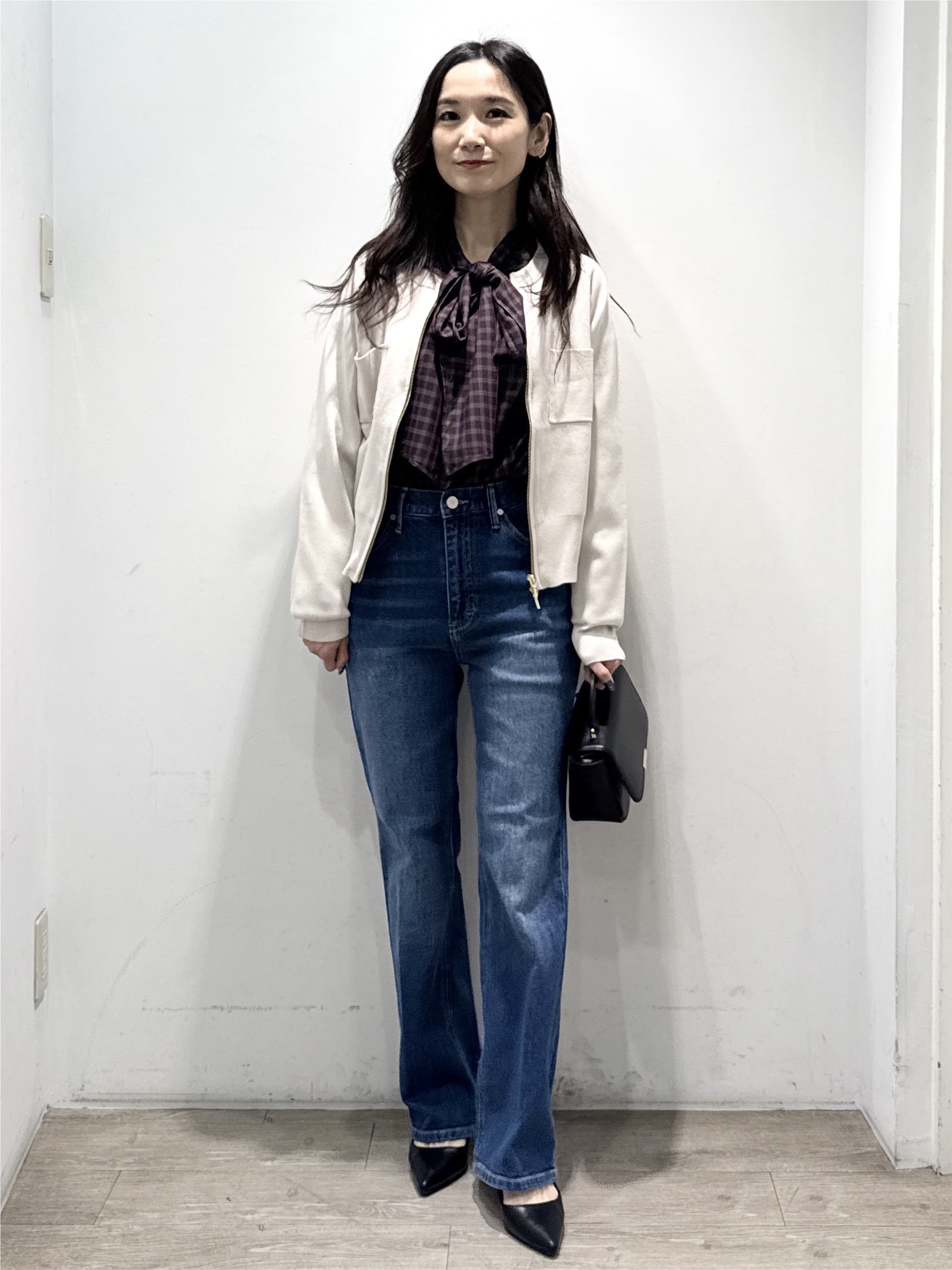 yuicciさんの「OPAQUE.CLIP｜【UV／遮熱性】ZIPニットカーディガン《洗濯機OK》」を使ったコーディネート