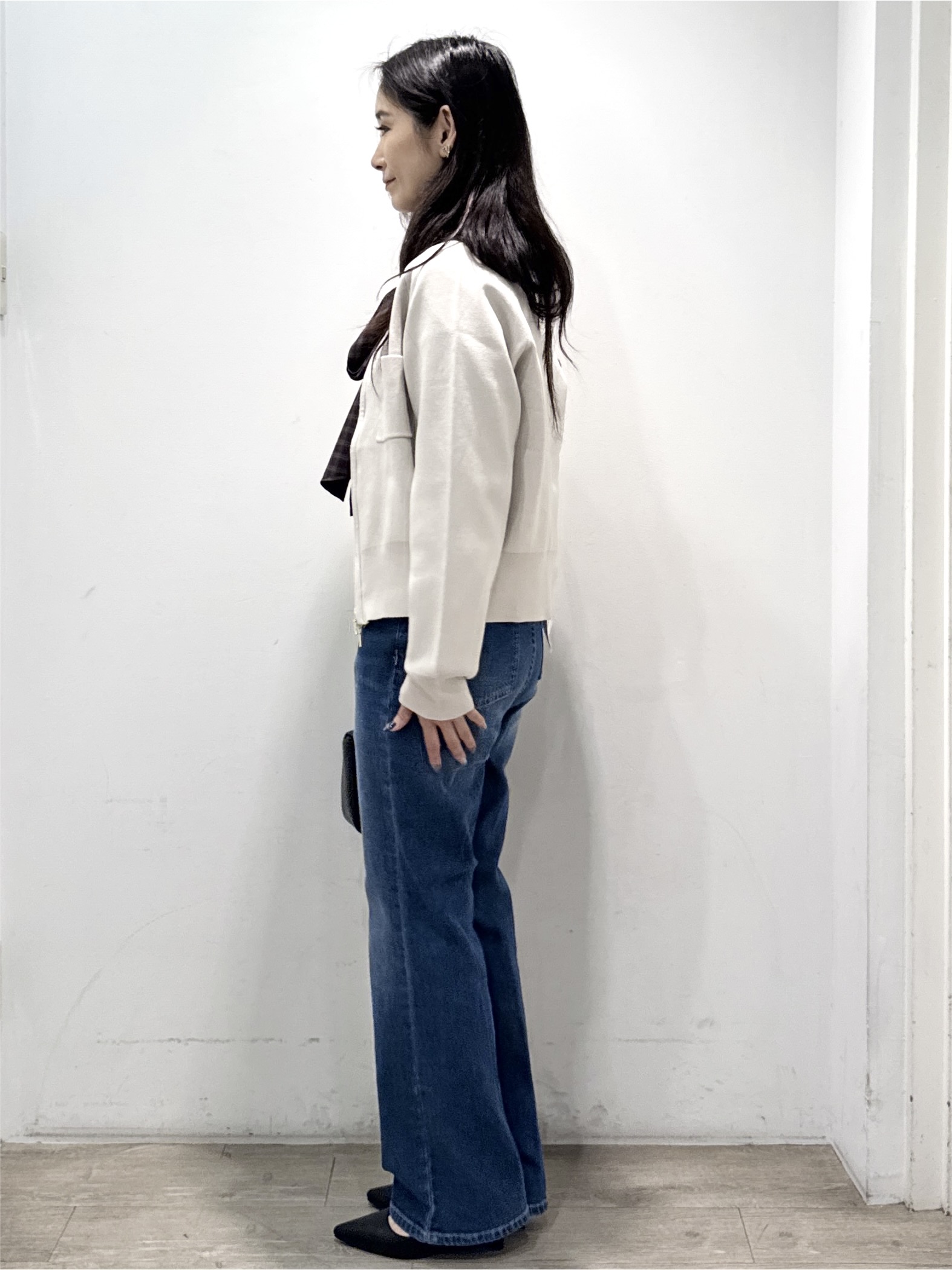yuicciさんの「OPAQUE.CLIP｜【UV／遮熱性】ZIPニットカーディガン《洗濯機OK》」を使ったコーディネート