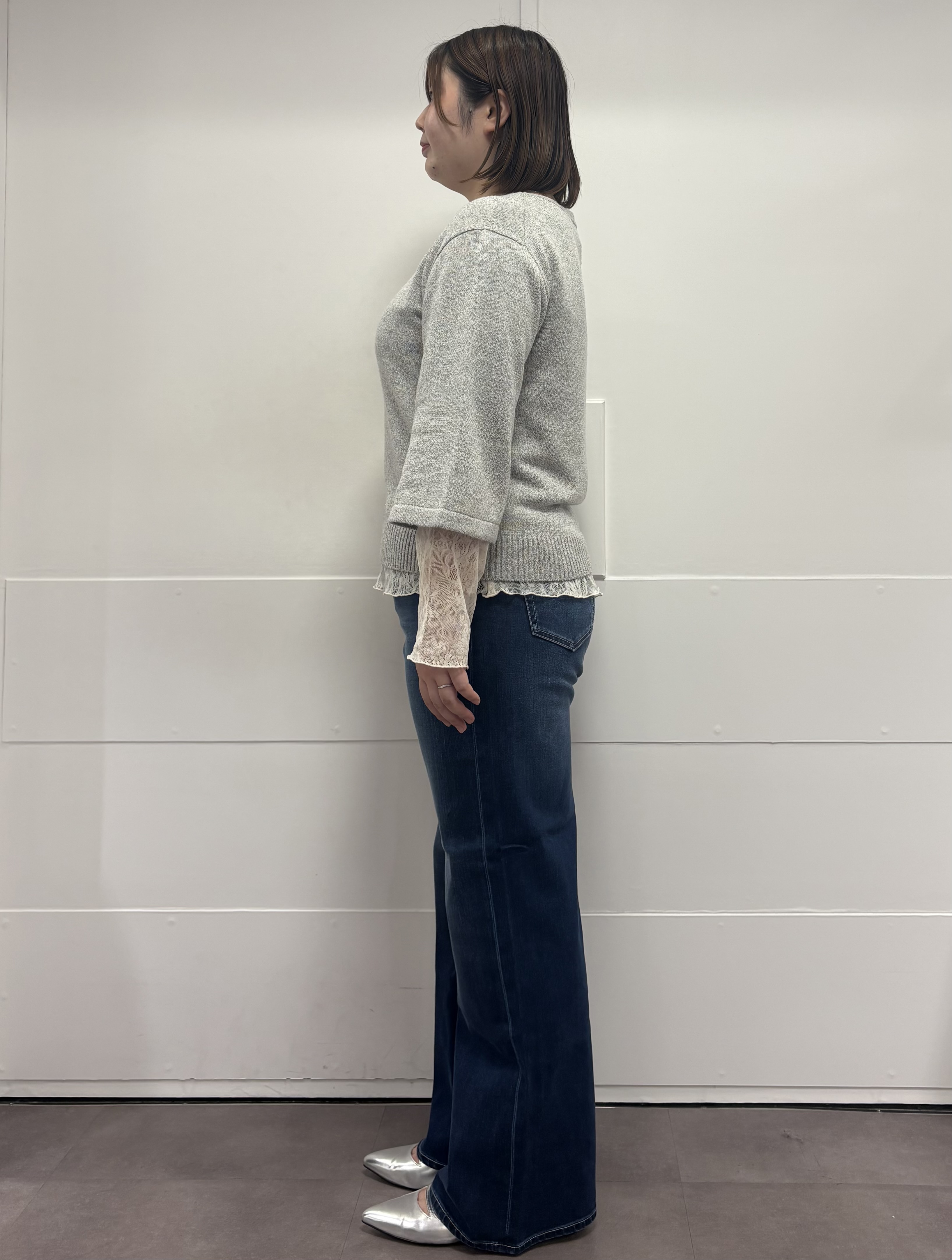 MIさんの「UNTITLED｜【アンサンブル可/手洗い可】杢調プルオーバーニット」を使ったコーディネート