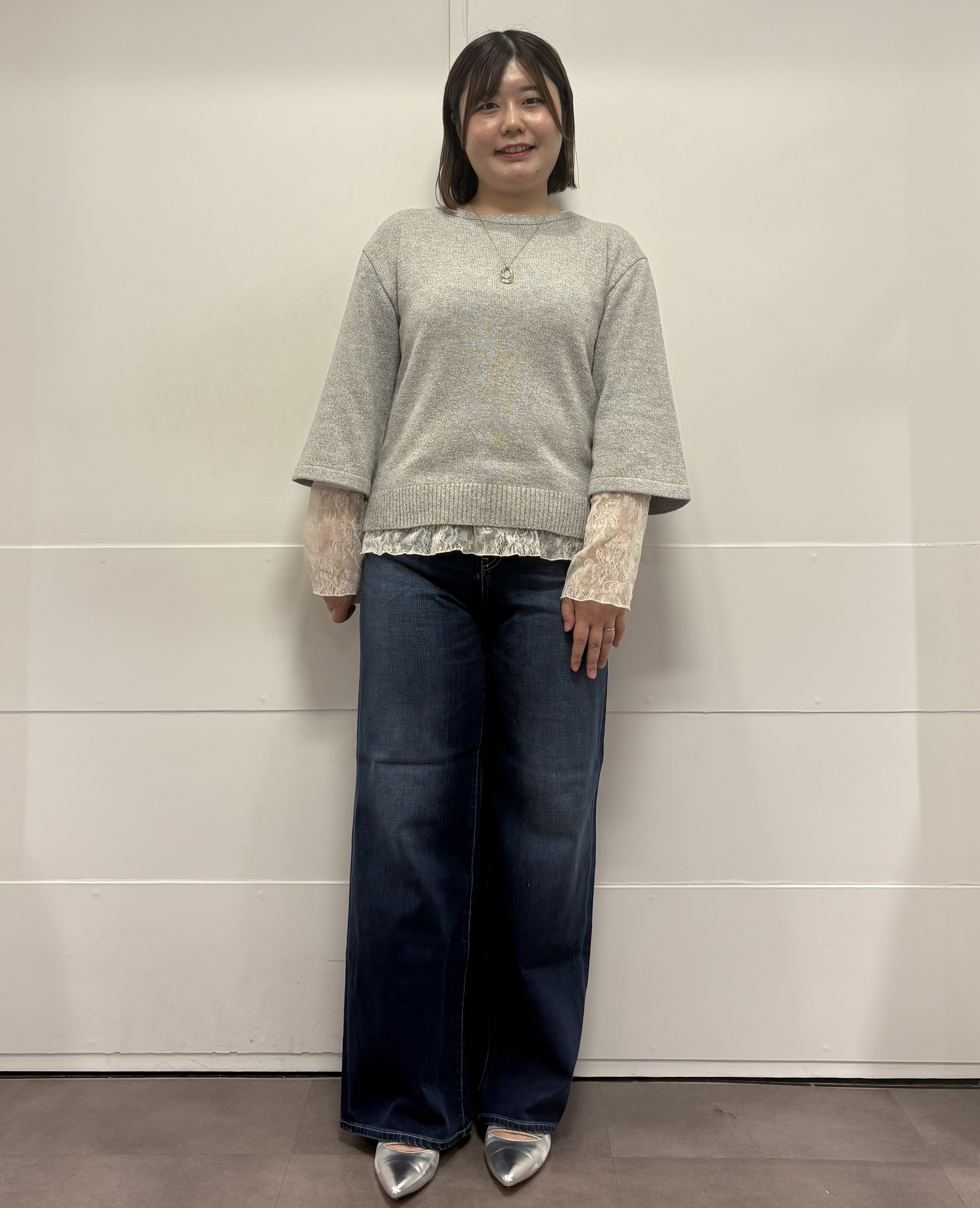 MIさんの「UNTITLED｜【アンサンブル可/手洗い可】杢調プルオーバーニット」を使ったコーディネート
