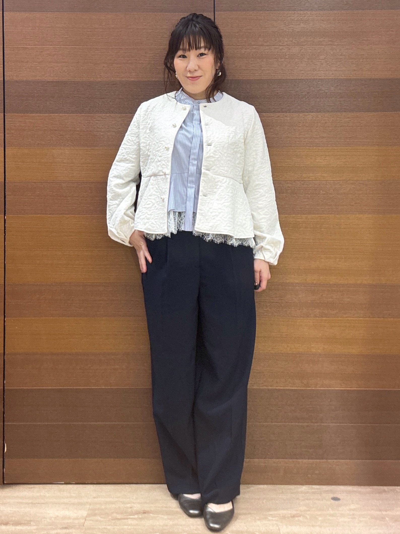maichiさんの「OPAQUE.CLIP｜ジャカードノーカラーブルゾン【洗濯機OK】」を使ったコーディネート