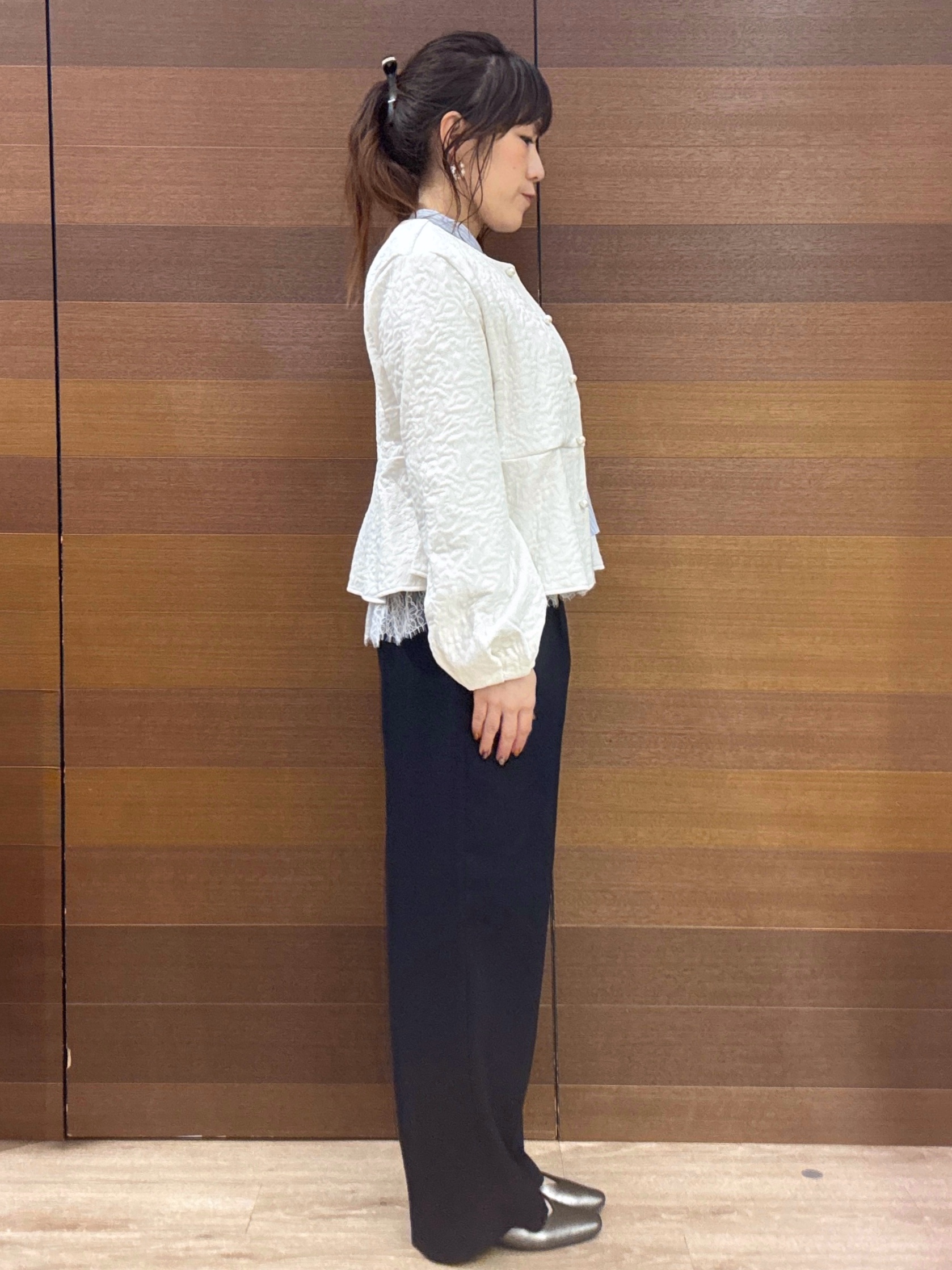 maichiさんの「OPAQUE.CLIP｜ジャカードノーカラーブルゾン【洗濯機OK】」を使ったコーディネート