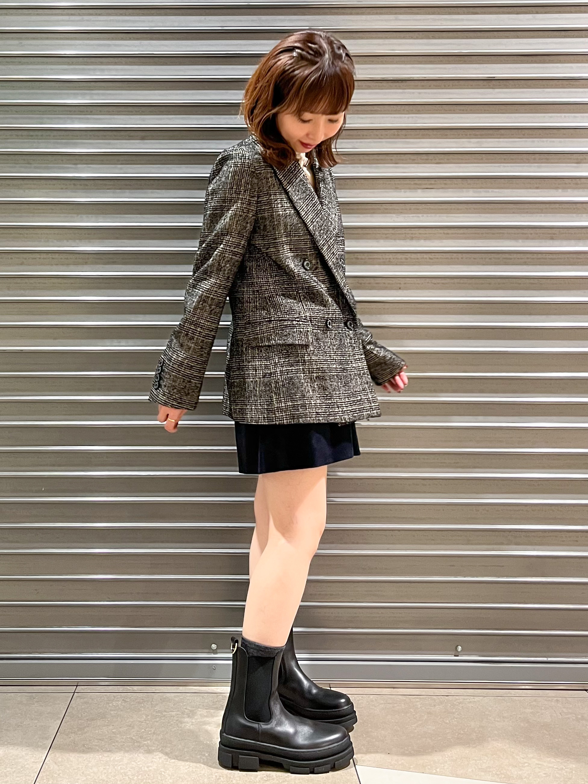 じゅんさんの「DRESSTERIOR｜【セットアップ可能】ループグレンチェックダブルジャケット」を使ったコーディネート