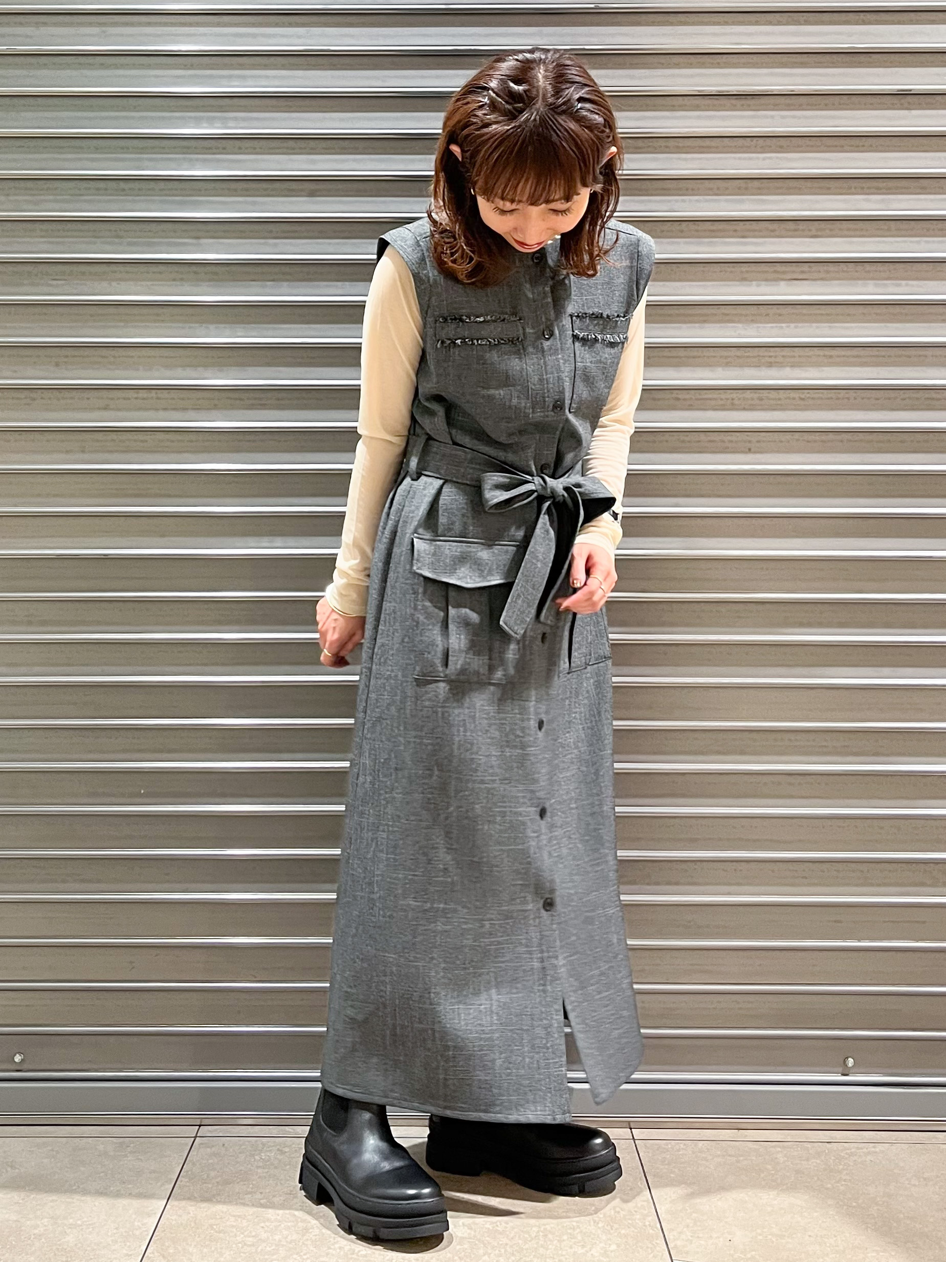 じゅんさんの「DRESSTERIOR｜【ウォッシャブル】ツイードライクワンピース」を使ったコーディネート