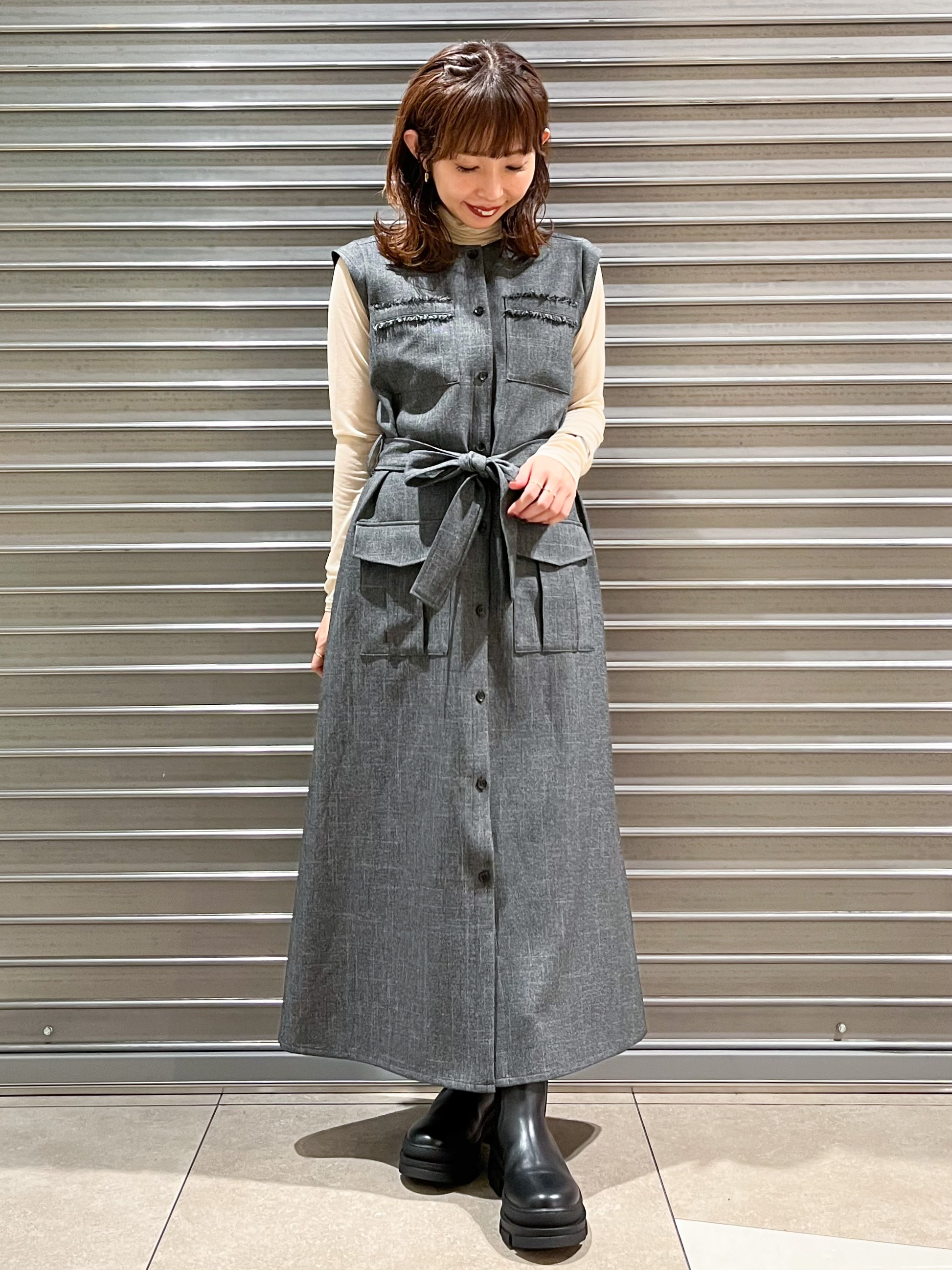 じゅんさんの「DRESSTERIOR｜【ウォッシャブル】ツイードライクワンピース」を使ったコーディネート