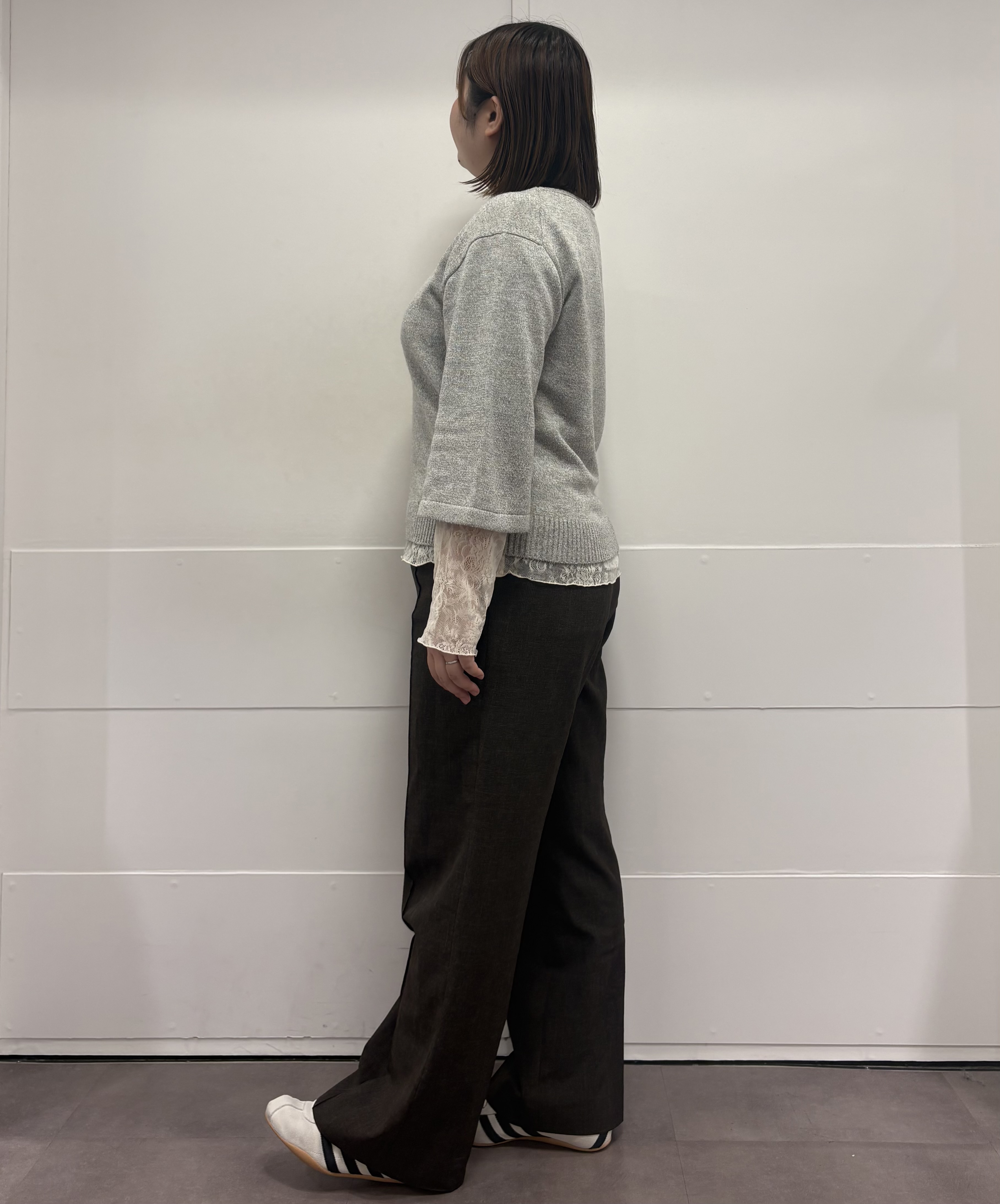 MIさんの「UNTITLED｜【アンサンブル可/手洗い可】杢調プルオーバーニット」を使ったコーディネート