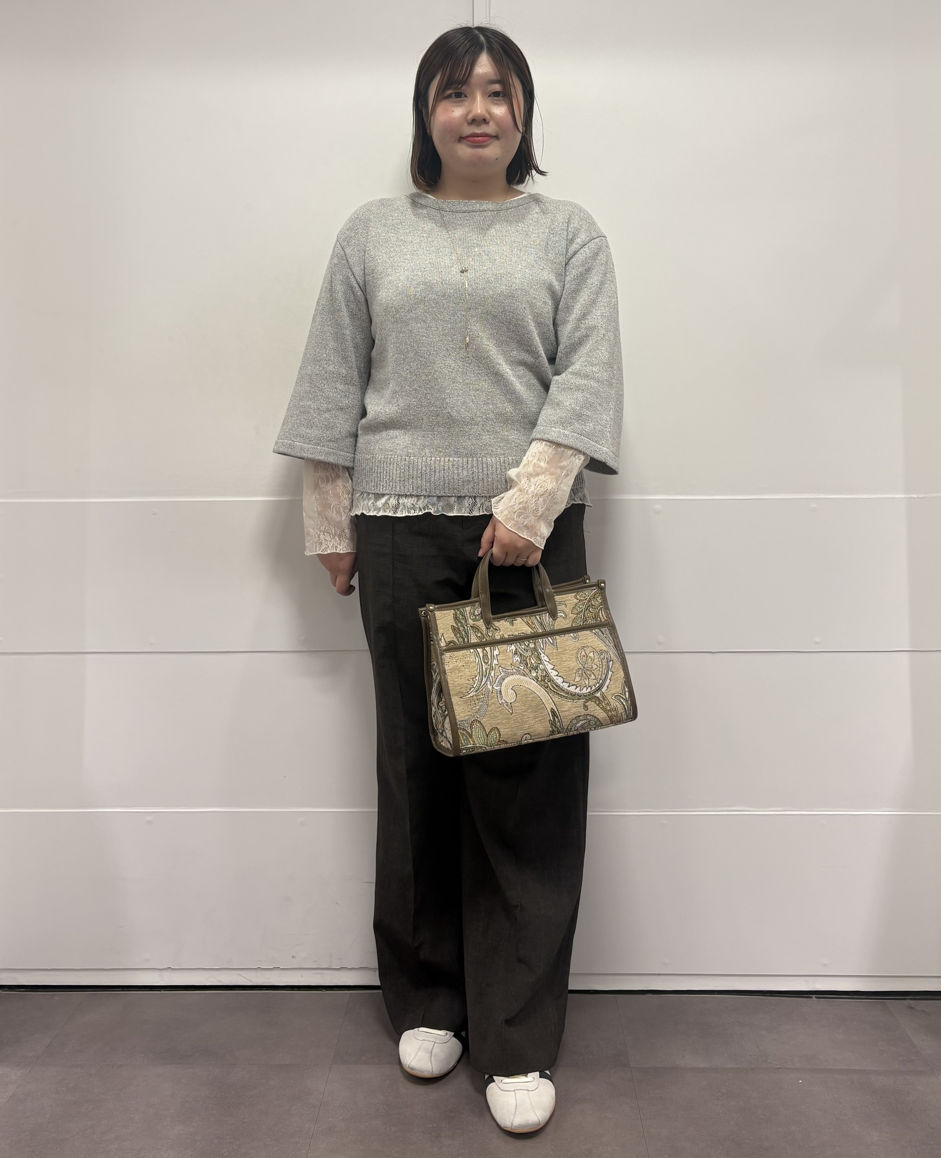 MIさんの「UNTITLED｜【アンサンブル可/手洗い可】杢調プルオーバーニット」を使ったコーディネート