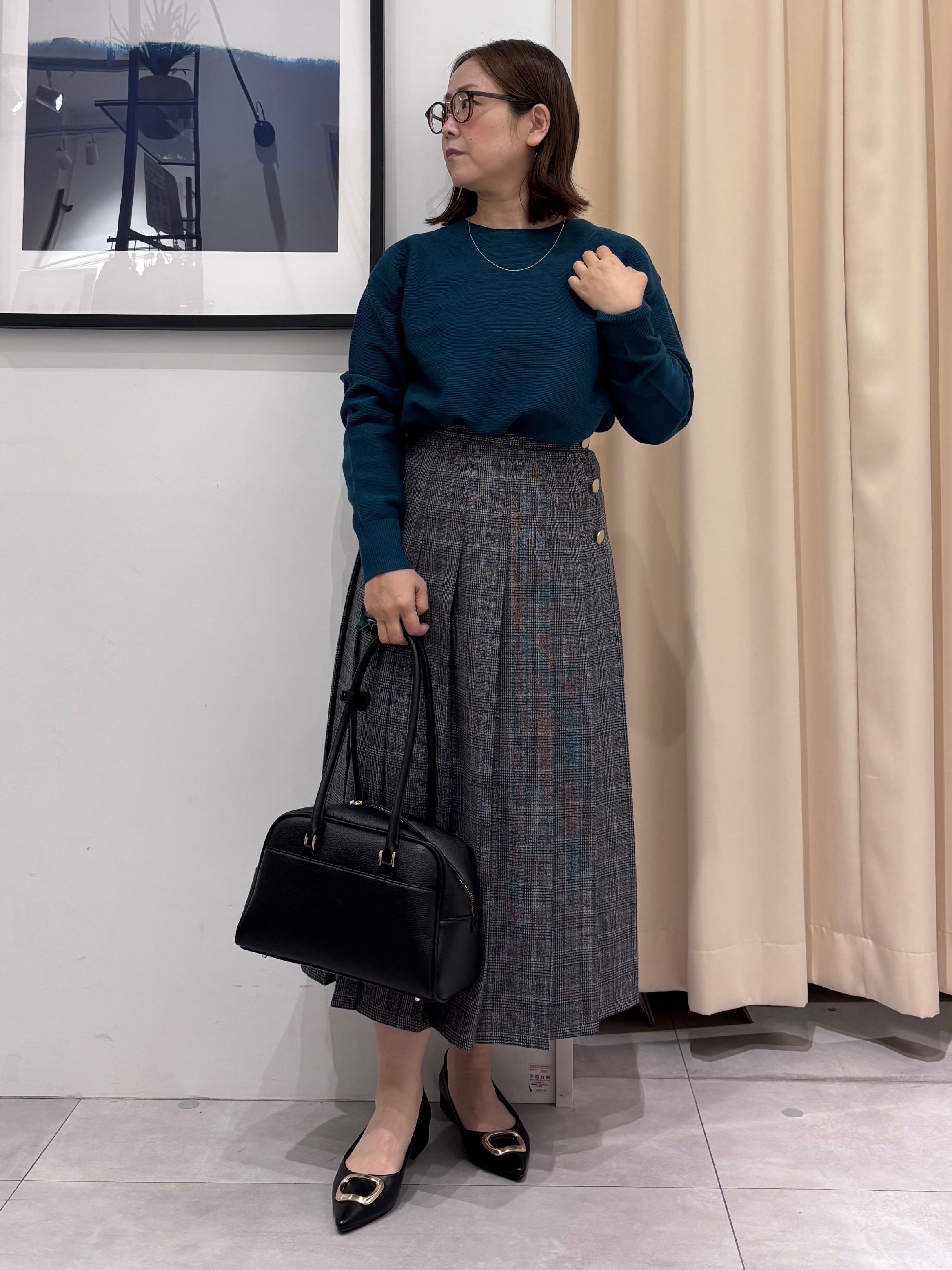 SAKUさんの「THE SHOP TK｜【毛玉防止/蓄熱/洗える】美映えガーターニット」を使ったコーディネート