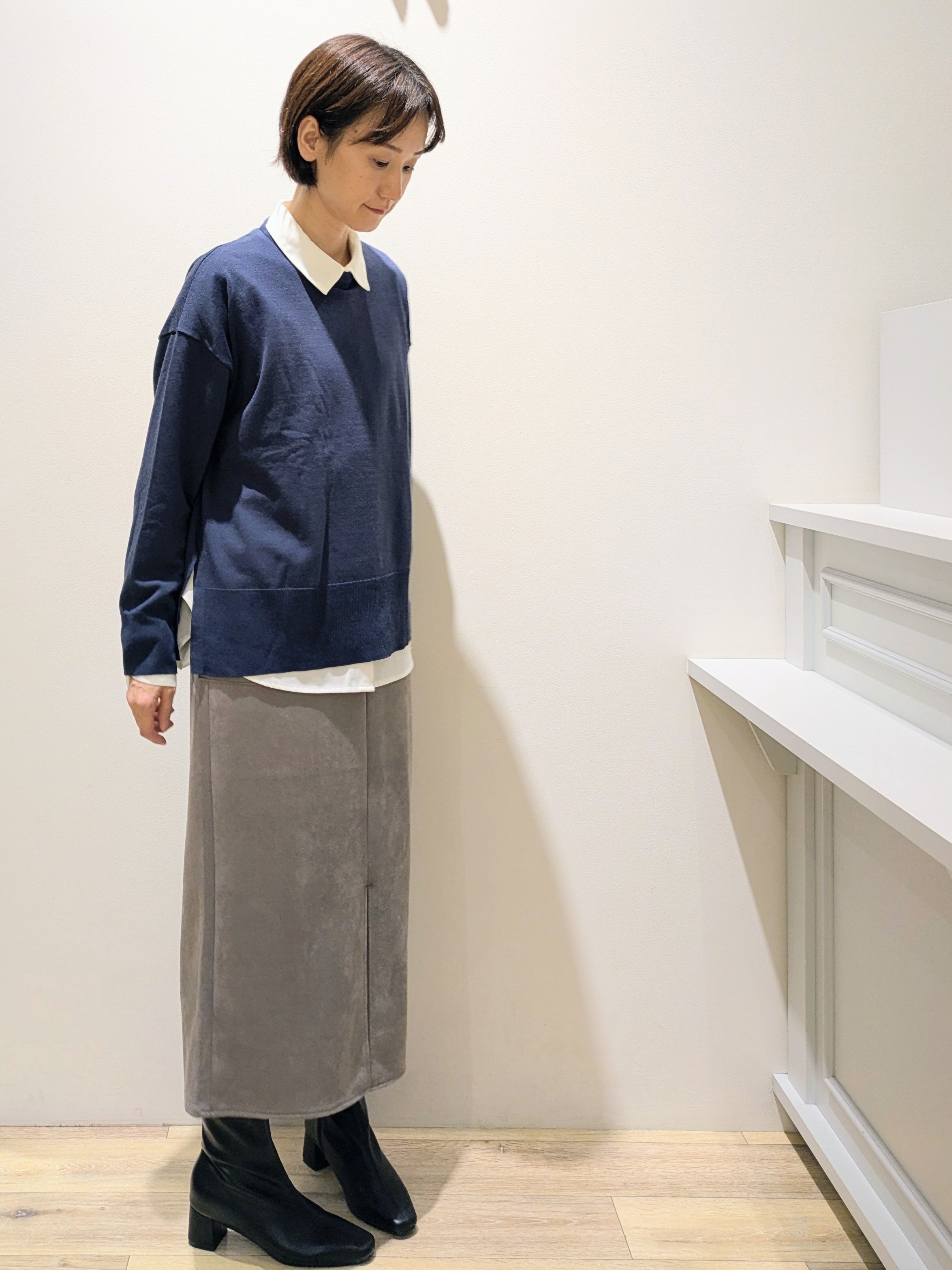 miuraさんの「OPAQUE.CLIP｜リラクシークルーニット【洗濯機OK】」を使ったコーディネート