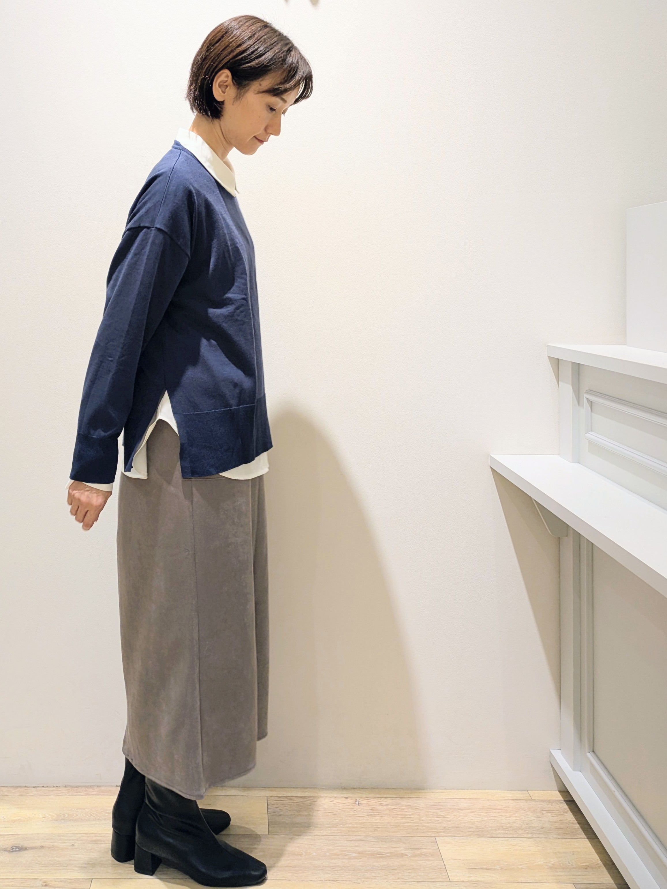 miuraさんの「OPAQUE.CLIP｜リラクシークルーニット【洗濯機OK】」を使ったコーディネート
