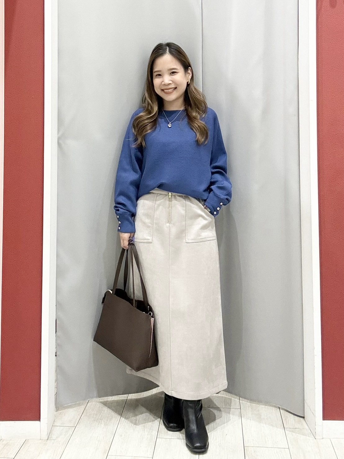 shioさんの「SHOO･LA･RUE｜【洗濯機可/体型カバー】やわらかリブドルマンニット」を使ったコーディネート