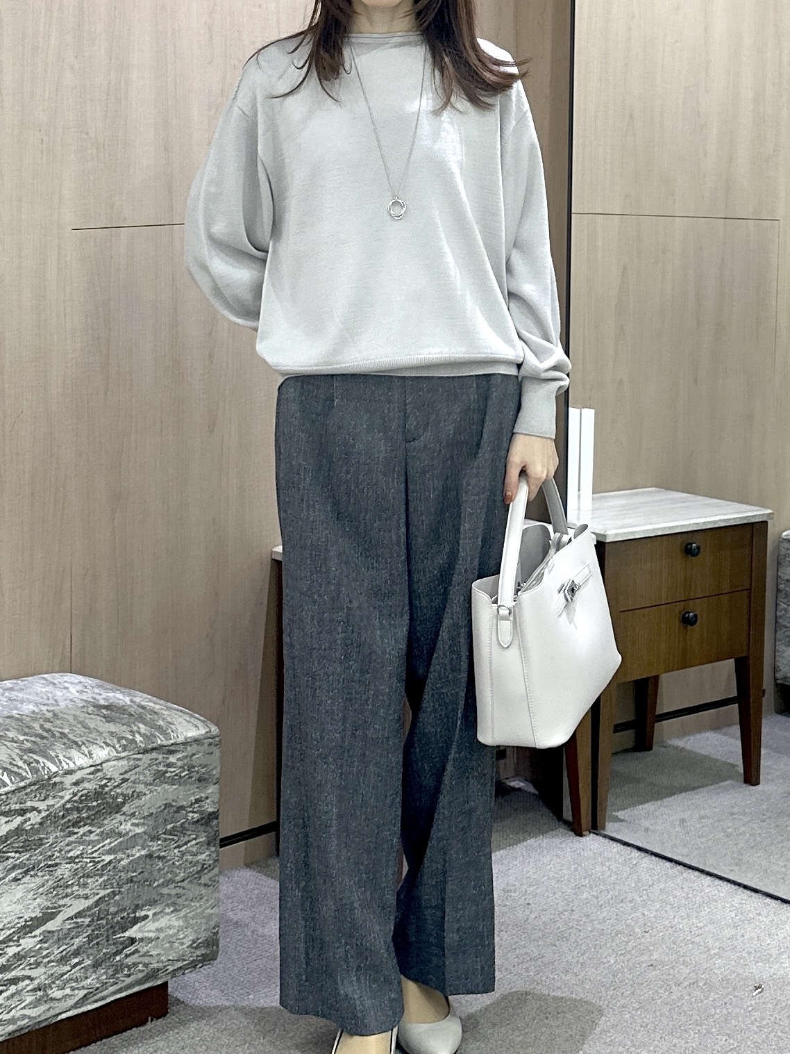 Miwaさんの「UNTITLED｜【店頭人気！/8色展開】ボリュームスリーブニットプルオーバー」を使ったコーディネート