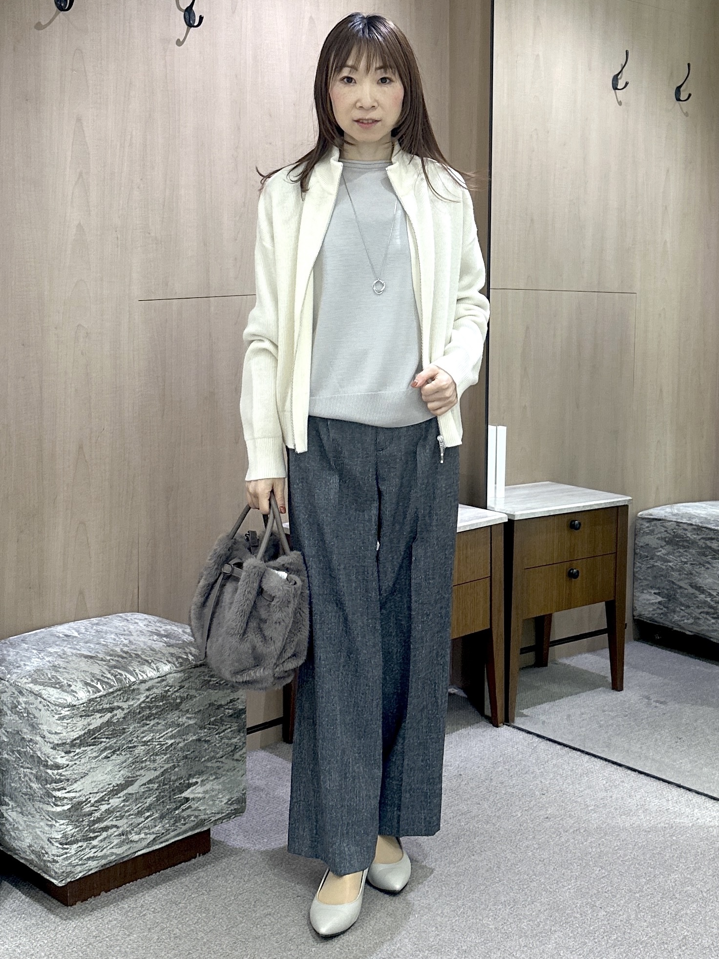 Miwaさんの「UNTITLED｜【大人の抜け感/8色展開】ボリュームスリーブニットプルオーバー」を使ったコーディネート