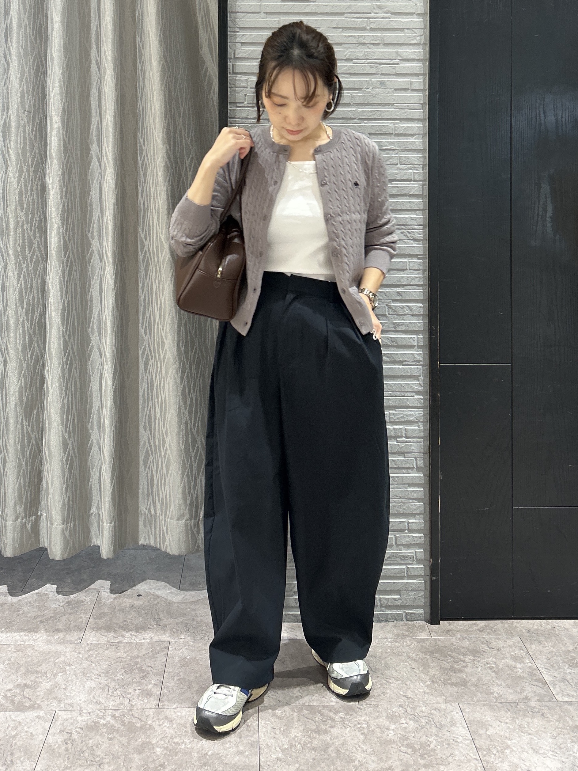 ga_riさんの「THE SHOP TK｜POLO BCS/ケーブルクルーカーディガン」を使ったコーディネート