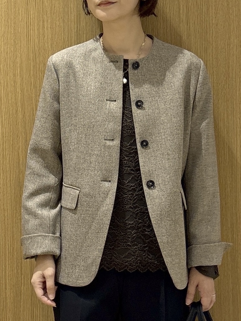 たけねぇさんの「OPAQUE.CLIP｜ツイードライクノーカラージャケット【洗濯機OK】」を使ったコーディネート