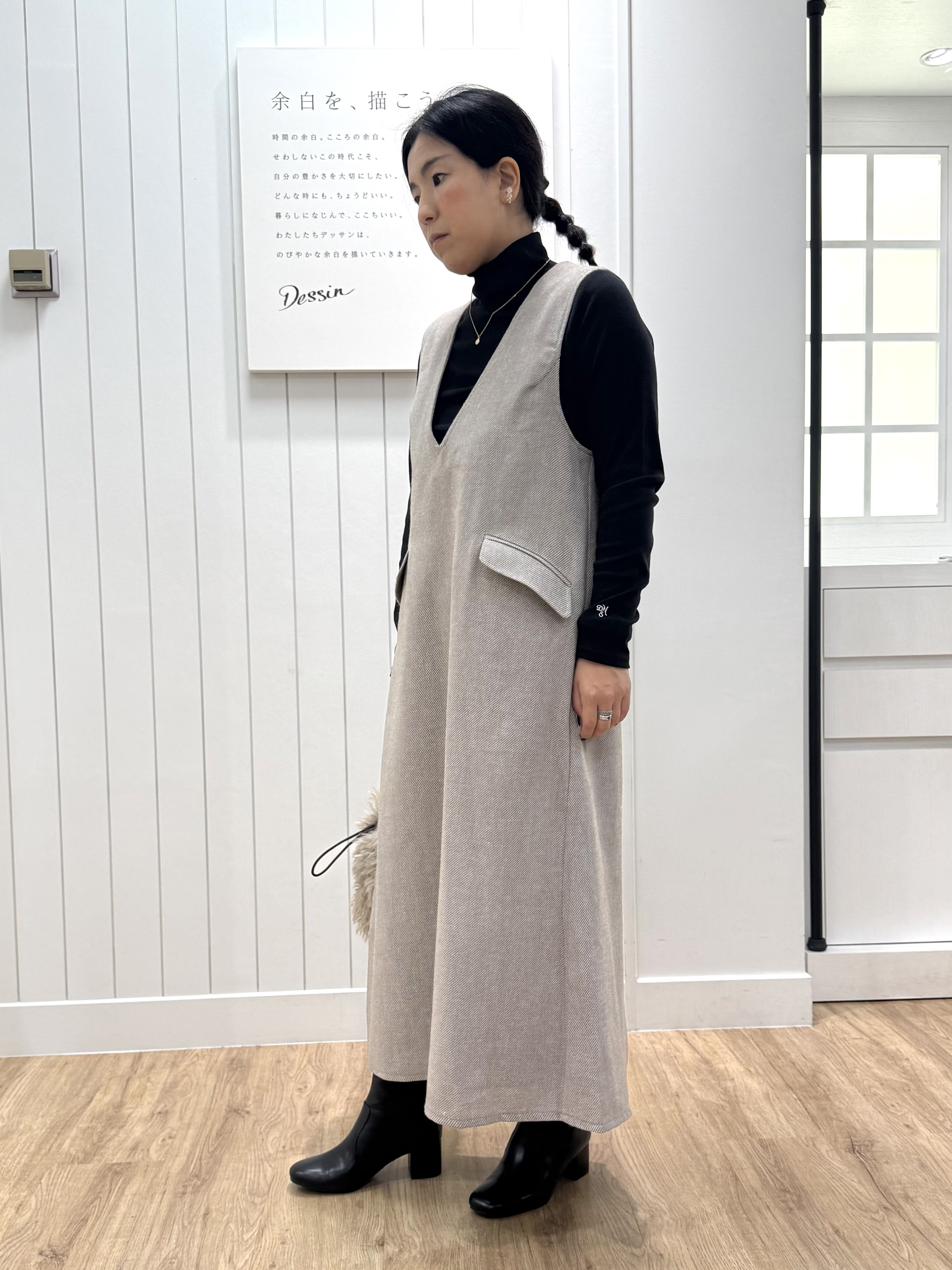 tomokoさんの「Dessin｜【洗える】ツイードライク ジャンパースカート」を使ったコーディネート