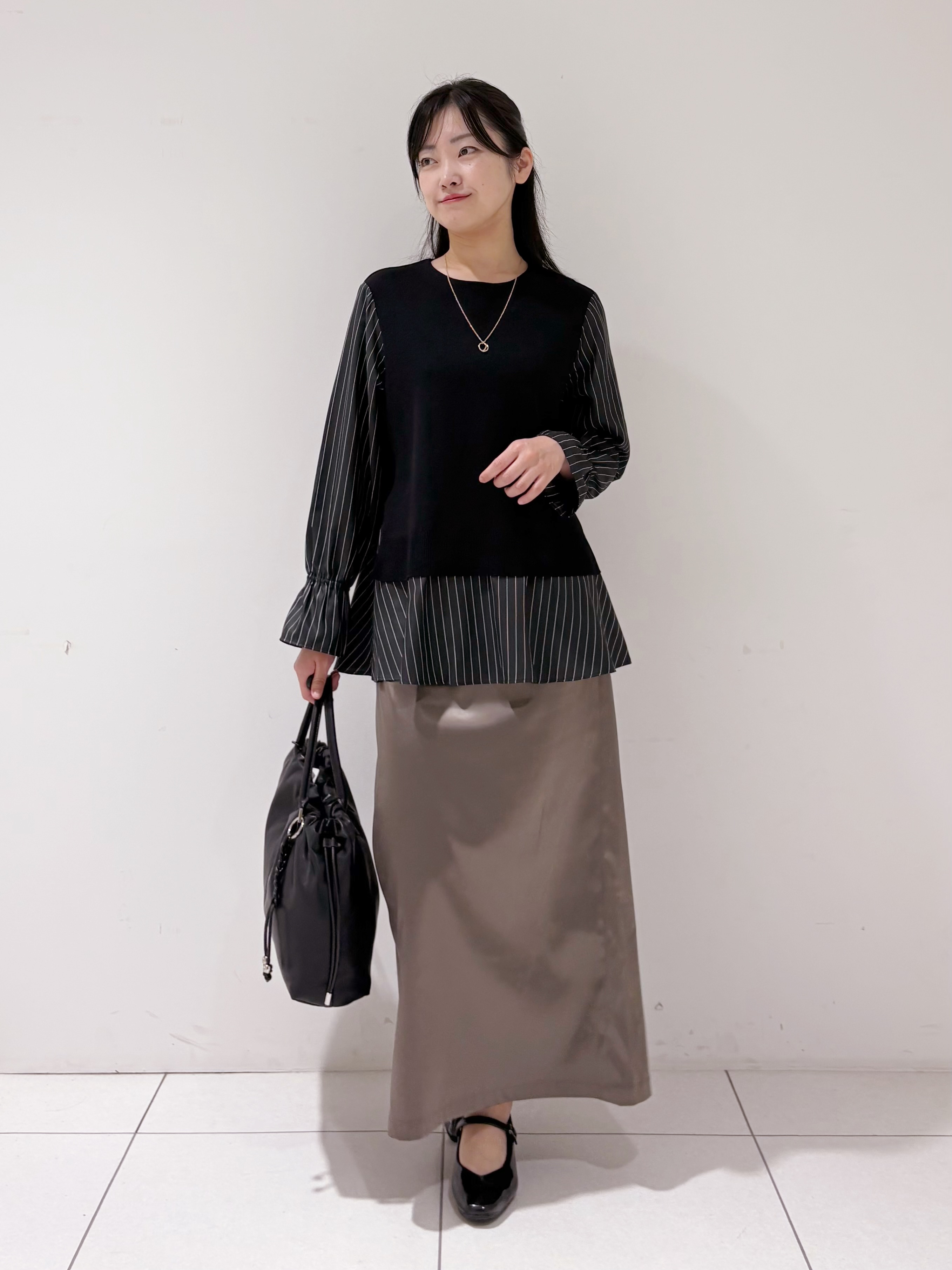momokoさんの「INDIVI｜【洗える／1枚でコーデ完成】重ね着風ニットトップス」を使ったコーディネート