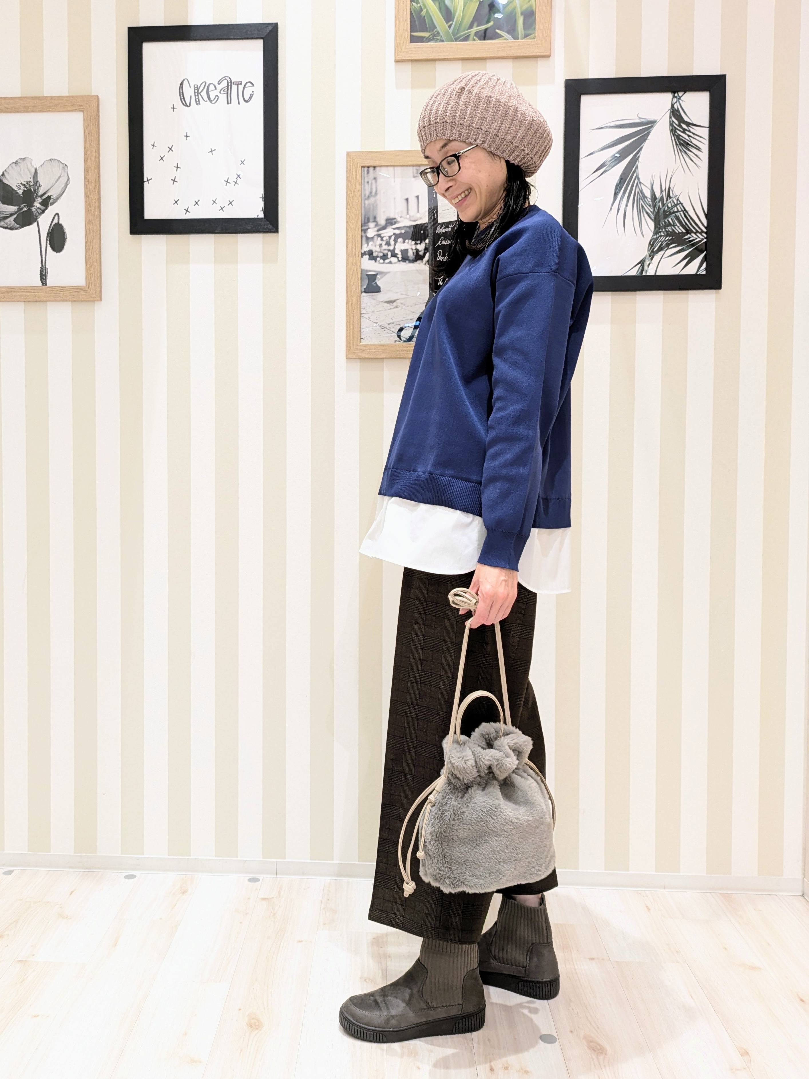 Mikiさんの「SHOO･LA･RUE｜【S-LL】着るだけできまる シャツレイヤード風 スポンディッシュニット」を使ったコーディネート