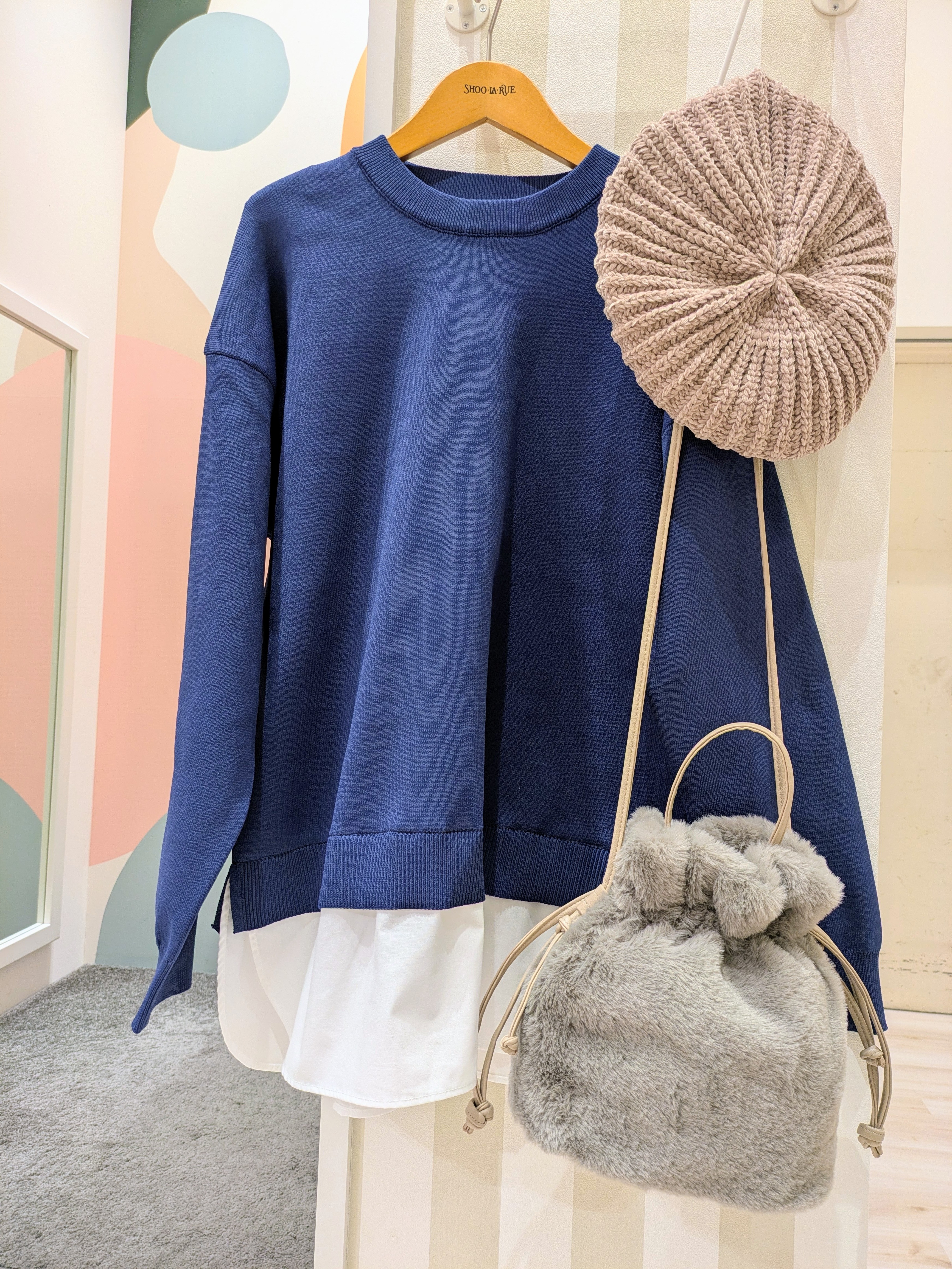 Mikiさんの「SHOO･LA･RUE｜【S-LL】着るだけできまる シャツレイヤード風 スポンディッシュニット」を使ったコーディネート