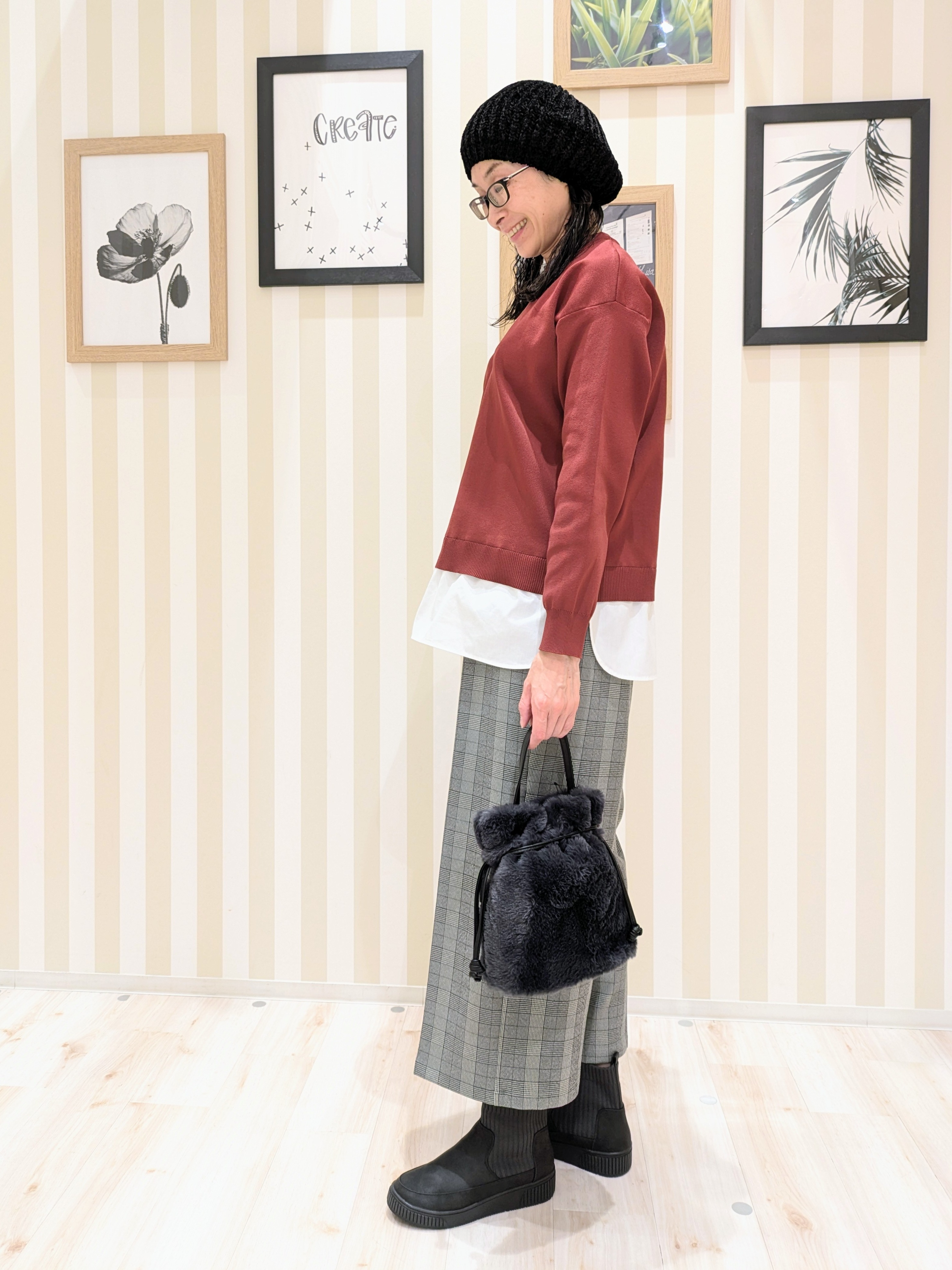 Mikiさんの「SHOO･LA･RUE｜【S-LL】着るだけできまる シャツレイヤード風 スポンディッシュニット」を使ったコーディネート