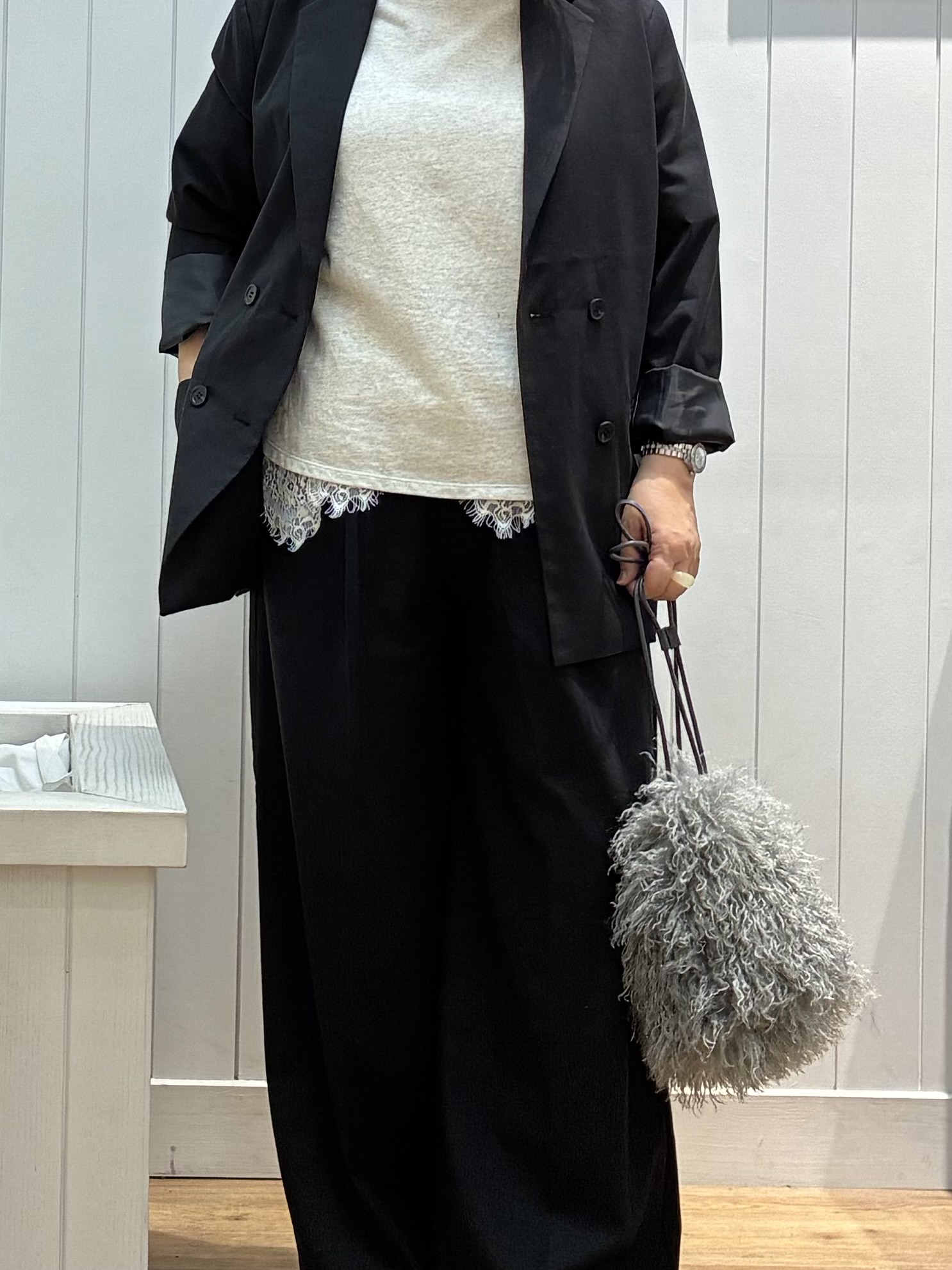 msatoさんの「Dessin｜【セットアップ可/洗える】先染ウールライクチェック ダブルジャケット」を使ったコーディネート