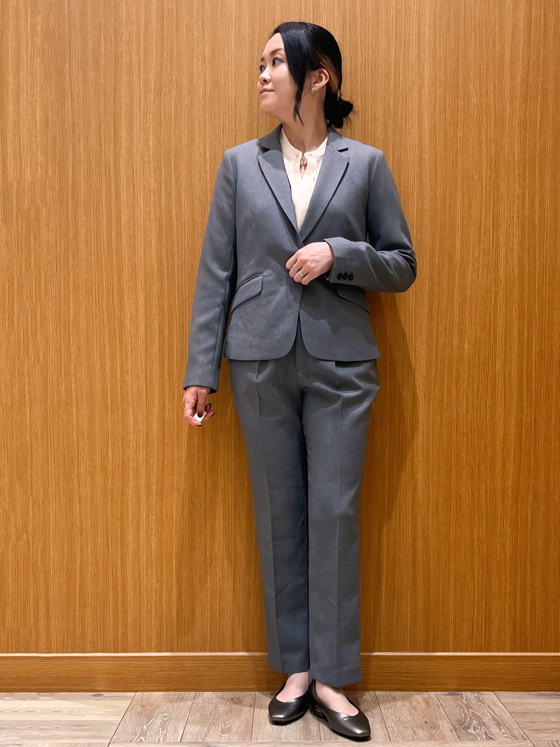 aさんの「OPAQUE.CLIP｜【セットアップ可】ストレッチツイルテーラードジャケット《防シワ／洗濯機OK》」を使ったコーディネート