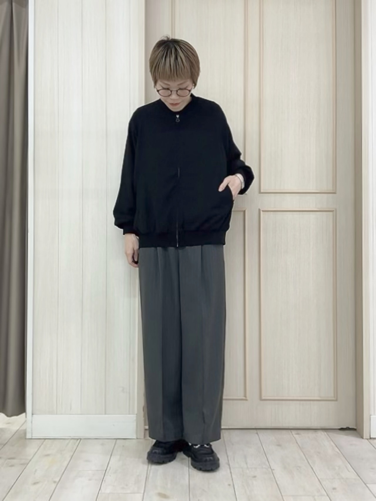 Turnerさんの「SHOO･LA･RUE｜【S-LL】洗濯後しわになりにくい 麻調リブブルゾン」を使ったコーディネート
