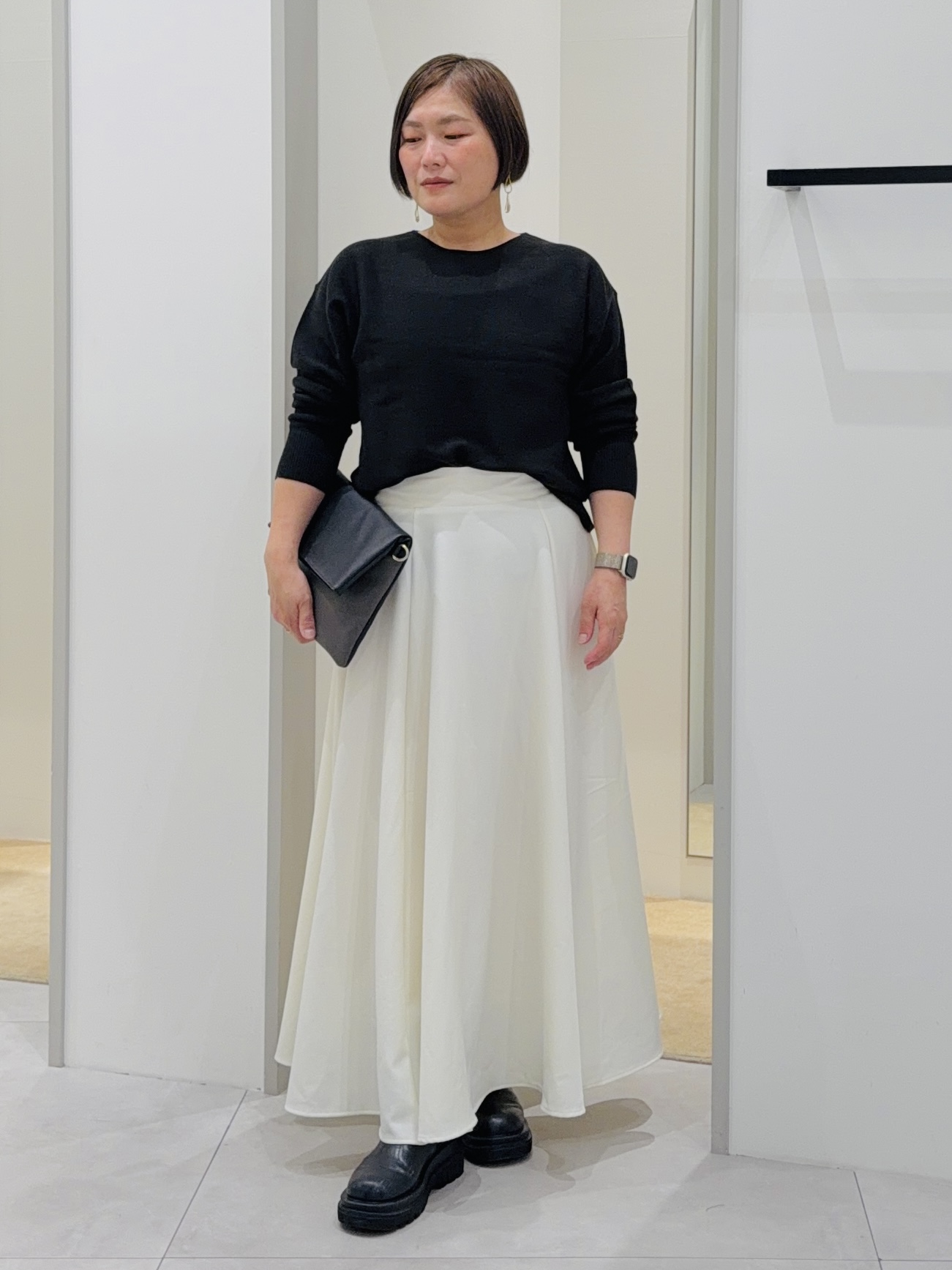 タナさんの「THE SHOP TK｜【毛玉防止/蓄熱/洗える】美映えガーターニット」を使ったコーディネート