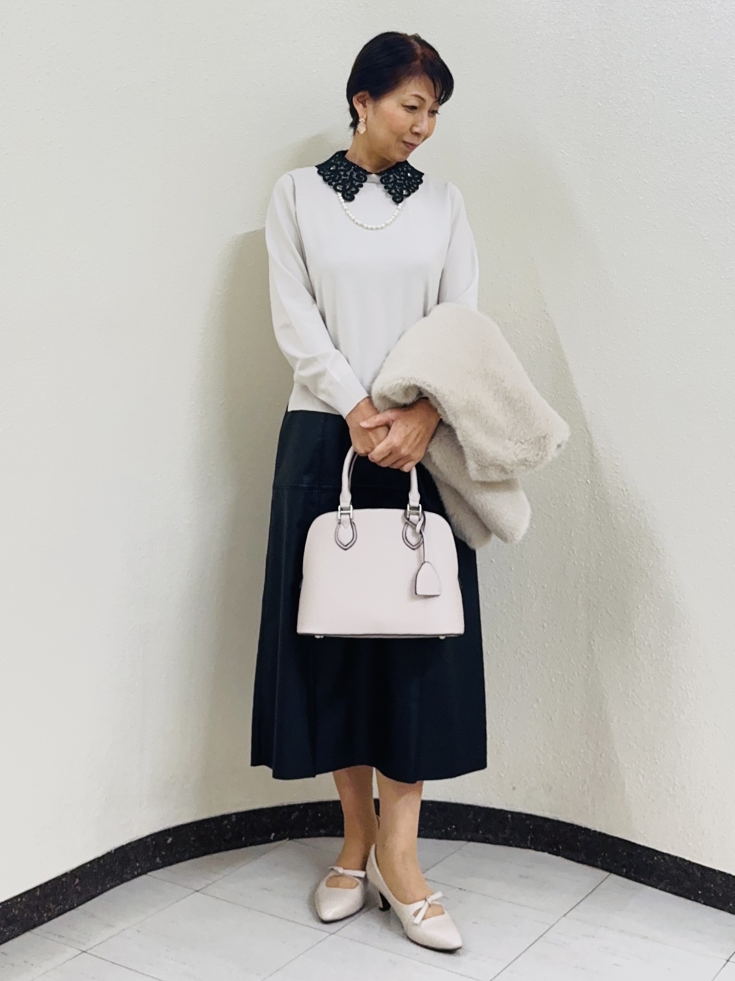 ⭐︎Eimi⭐︎さんの「Reflect｜【付け衿】レース衿付きストレッチニット」を使ったコーディネート