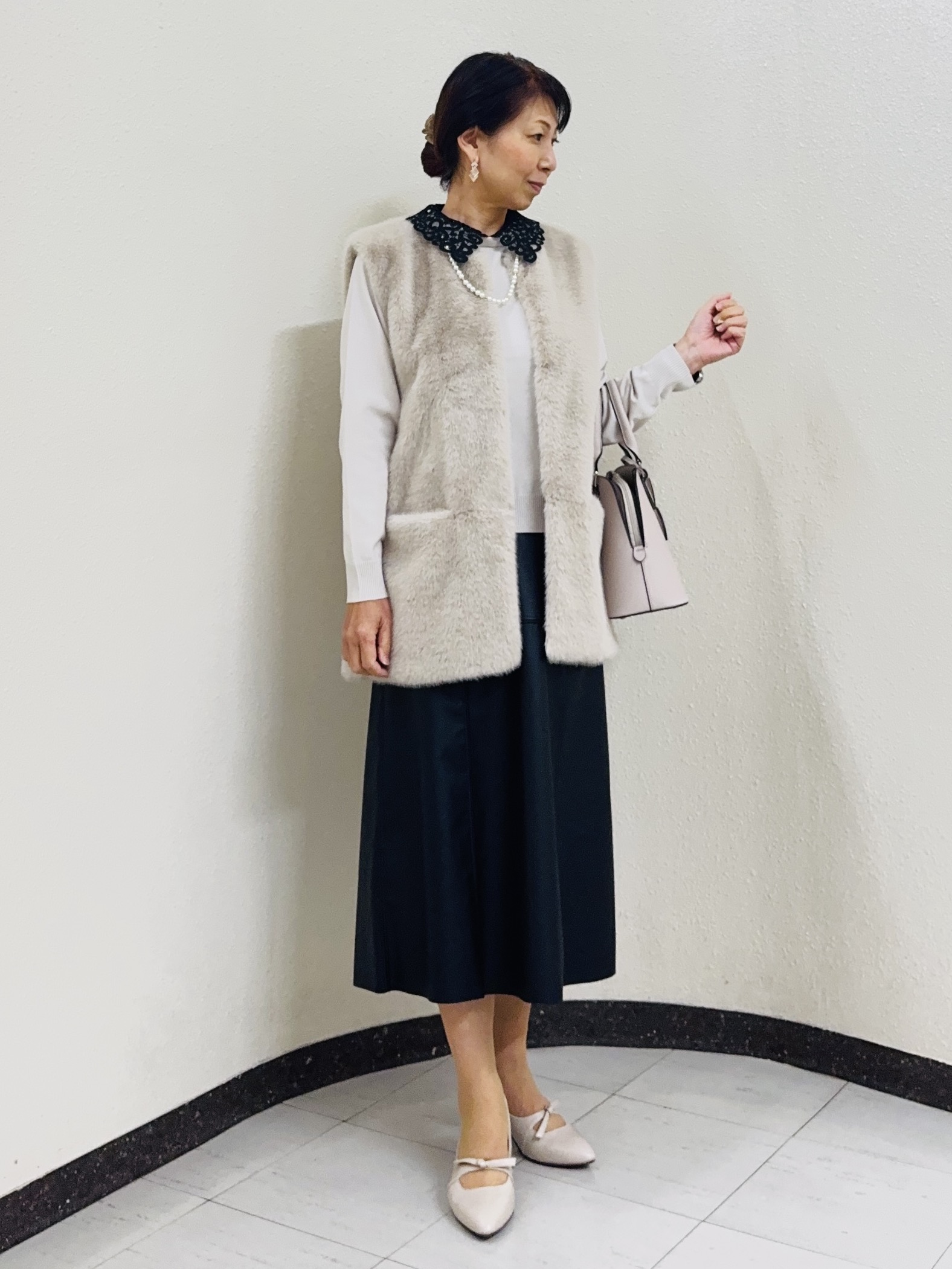 ⭐︎Eimi⭐︎さんの「Reflect｜【付け衿】レース衿付きストレッチニット」を使ったコーディネート