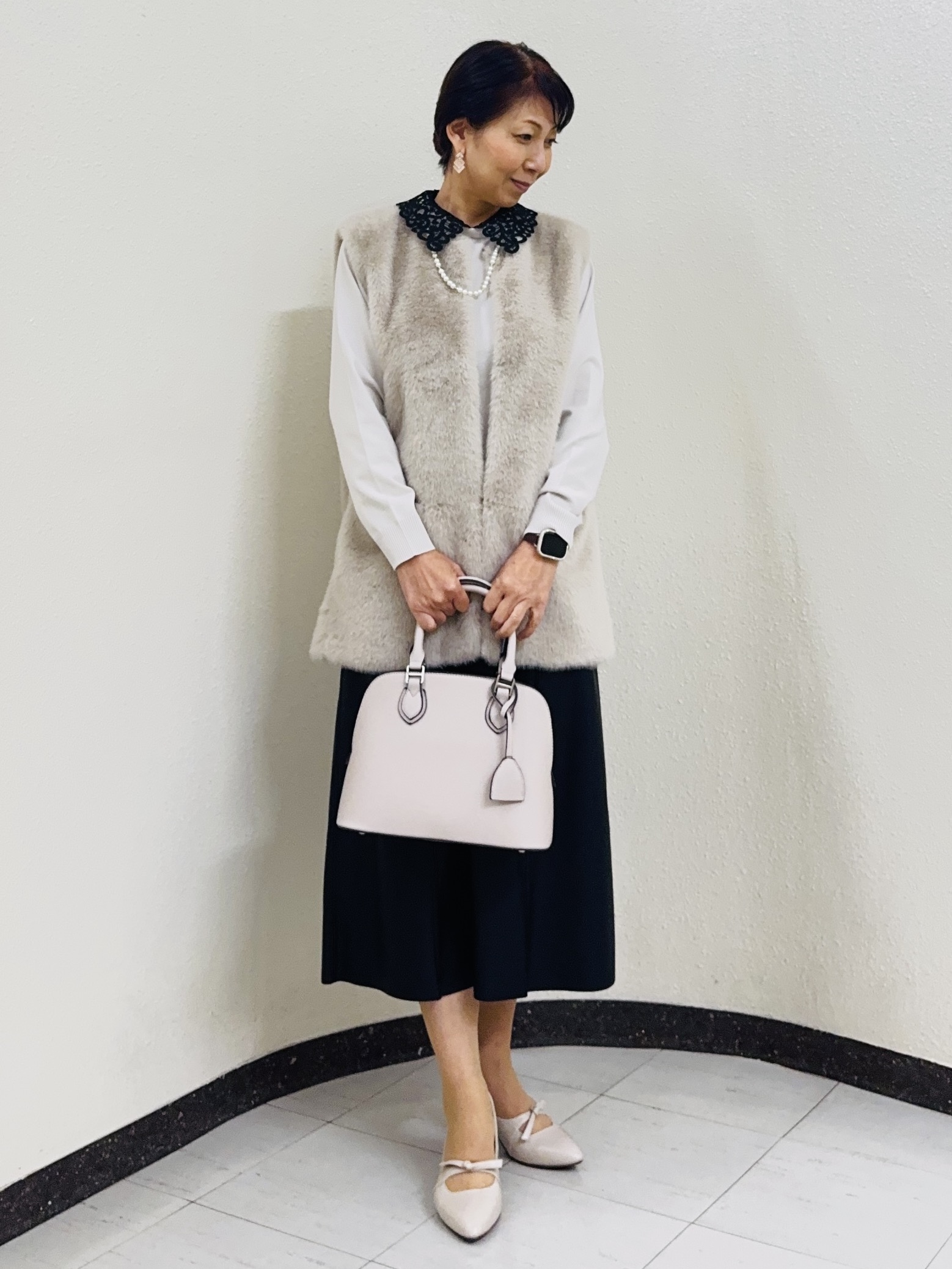 ⭐︎Eimi⭐︎さんの「Reflect｜【付け衿】レース衿付きストレッチニット」を使ったコーディネート