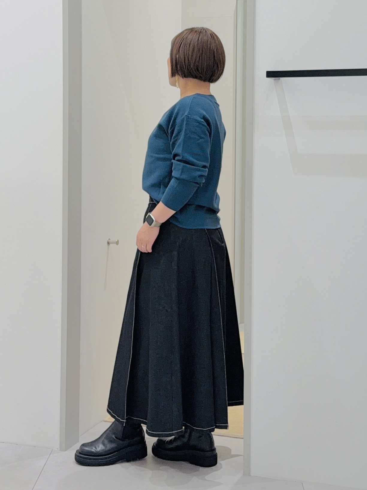 タナさんの「THE SHOP TK｜【毛玉防止/蓄熱/洗える】美映えガーターニット」を使ったコーディネート