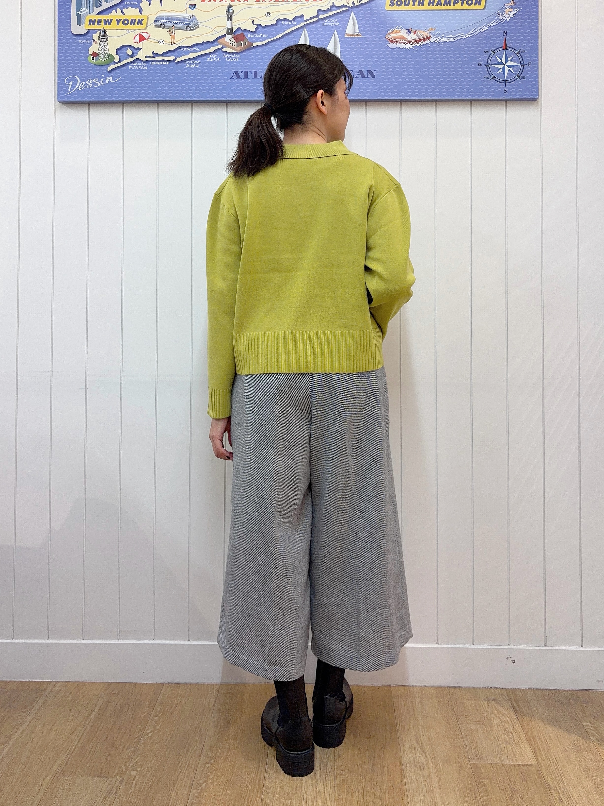 Mayaさんの「Dessin｜【洗濯機OK】抜け感スキッパーポロニット」を使ったコーディネート