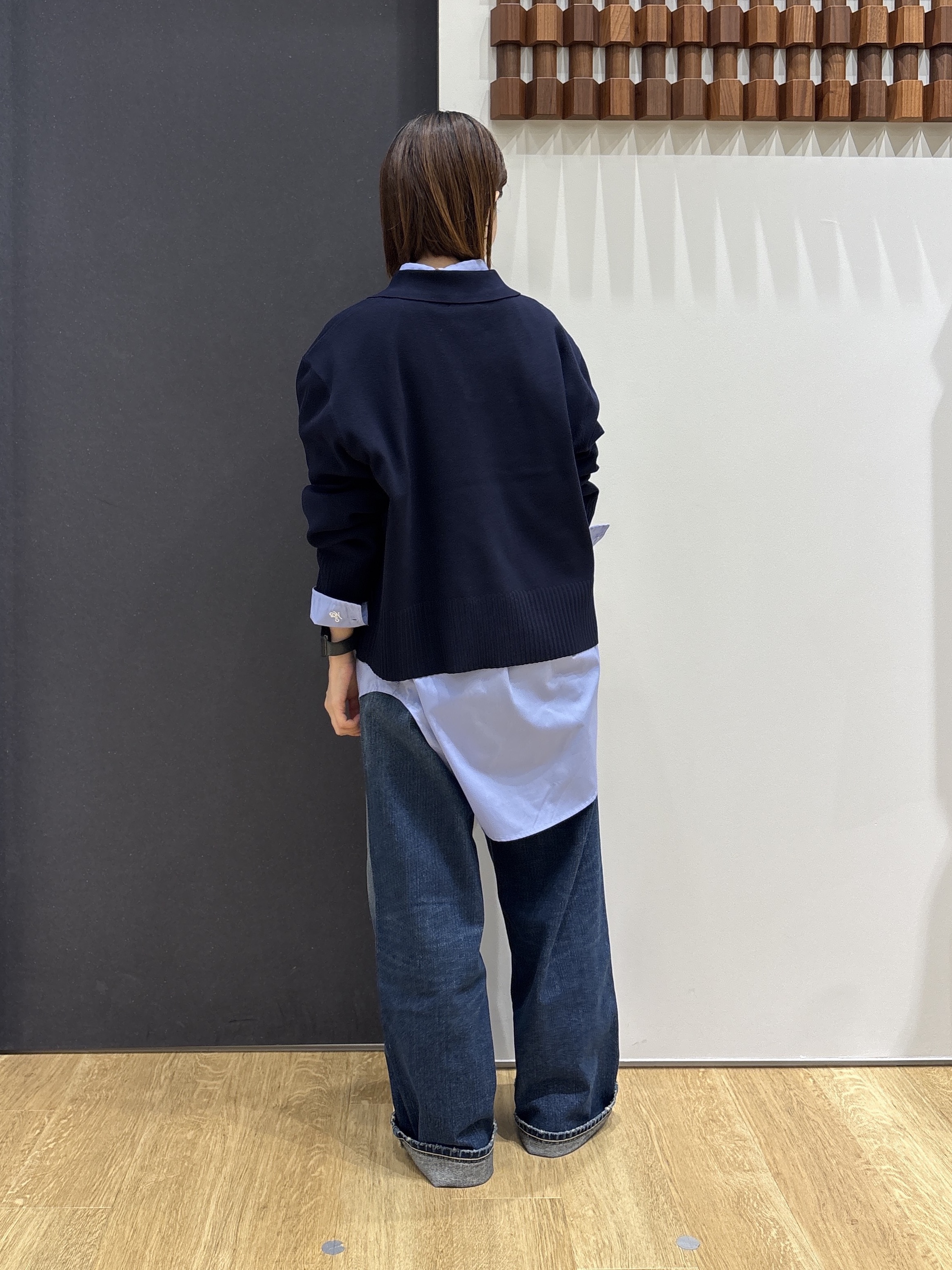 risaさんの「Dessin｜【洗濯機OK】抜け感スキッパーポロニット」を使ったコーディネート