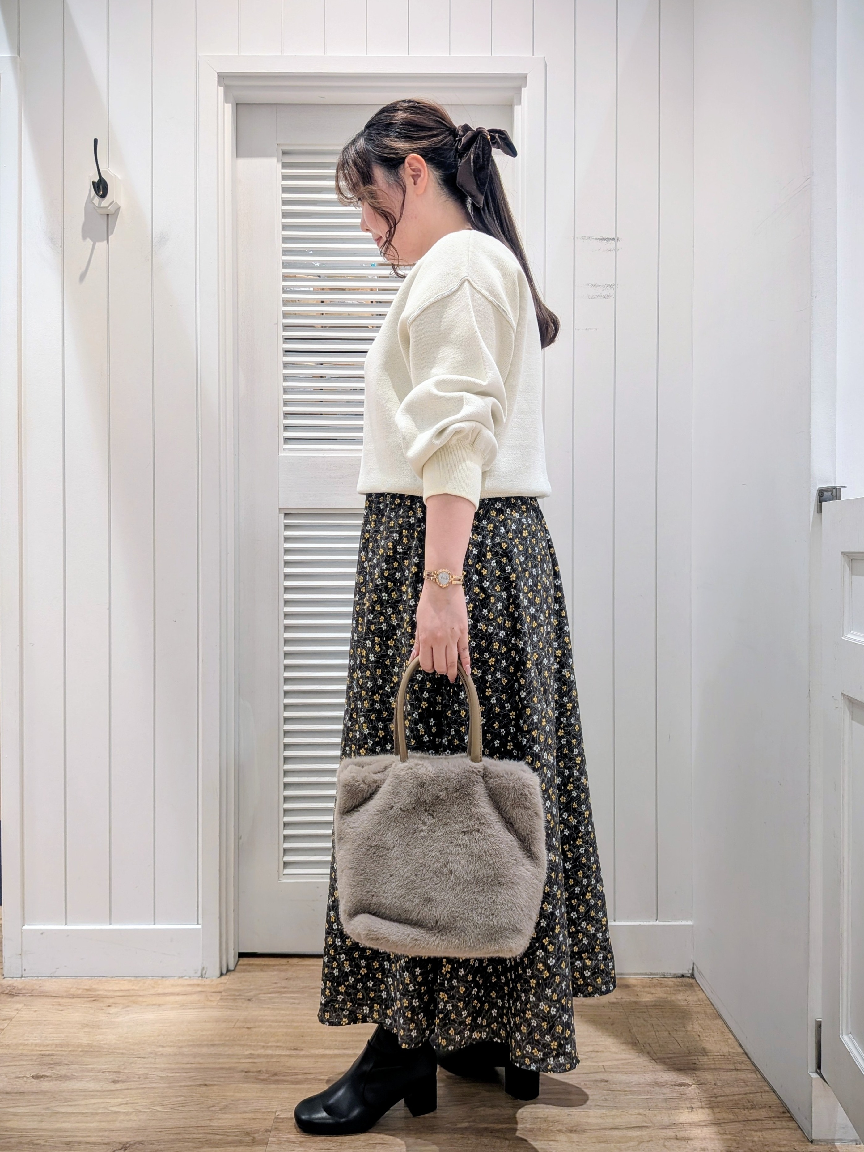 ayakaさんの「Dessin｜【洗濯機OK/XS-L】配色リバーシブル コットンジャカード クルーネックニット」を使ったコーディネート