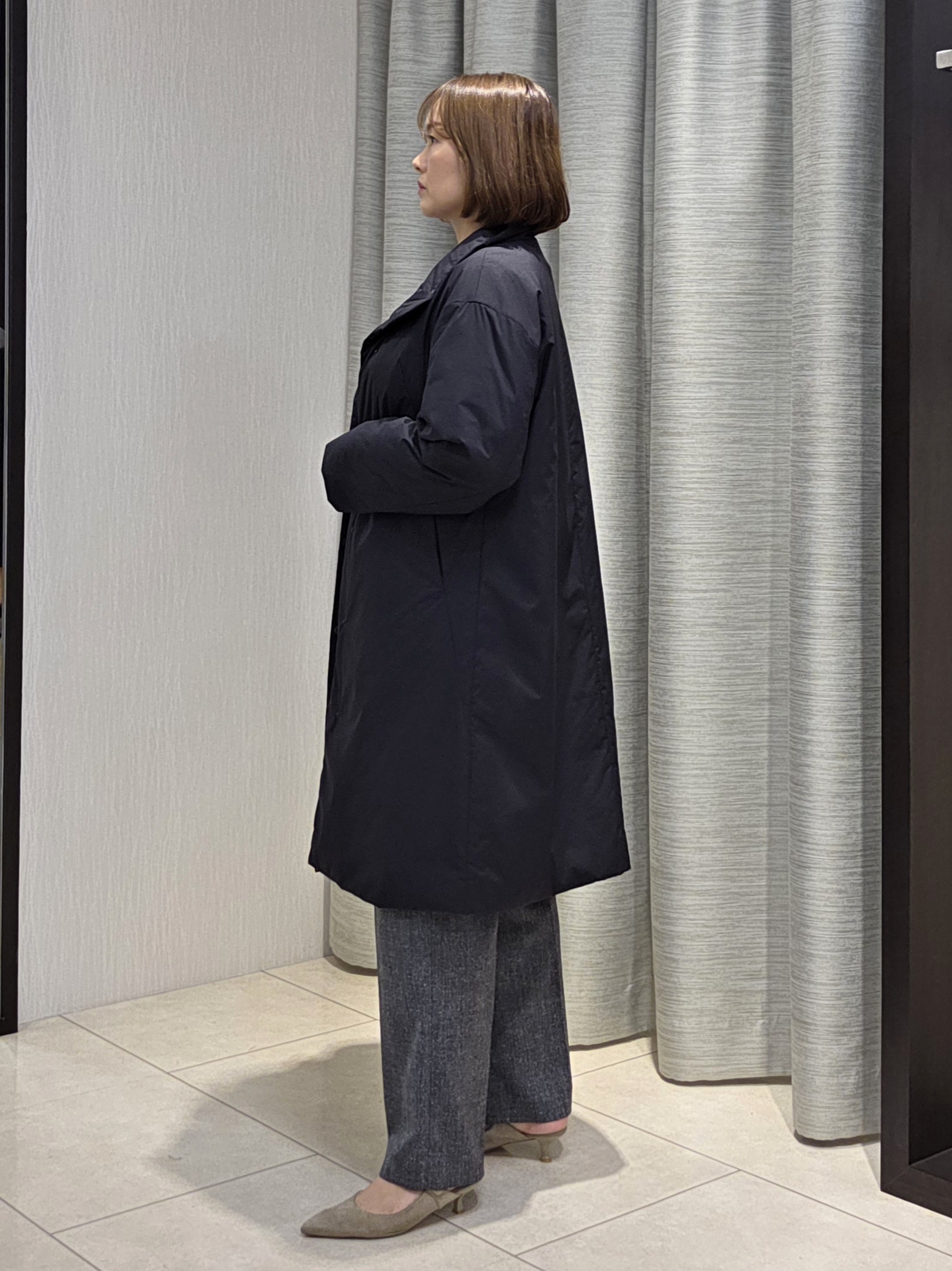 naokoさんの「UNTITLED｜【撥水/軽量/薄中綿入り】スタンドカラーコート」を使ったコーディネート