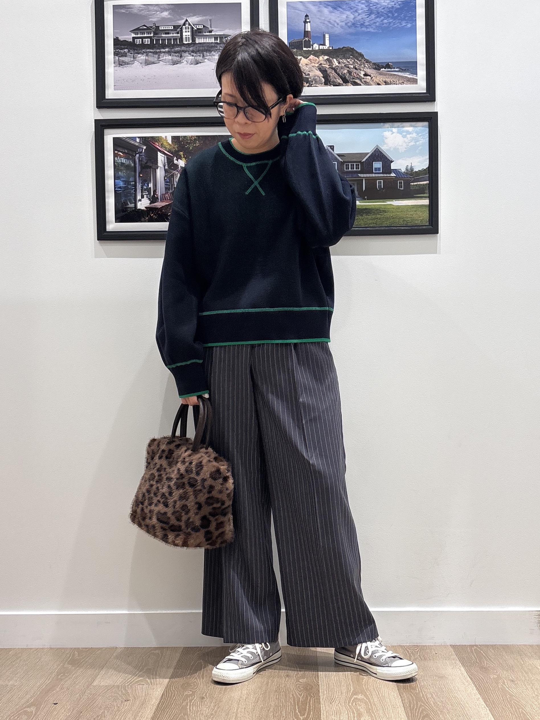 Naoさんの「Dessin｜【2WAY/洗濯機OK/XS-L】配色リバーシブル コットンジャカード クルーネックニット」を使ったコーディネート