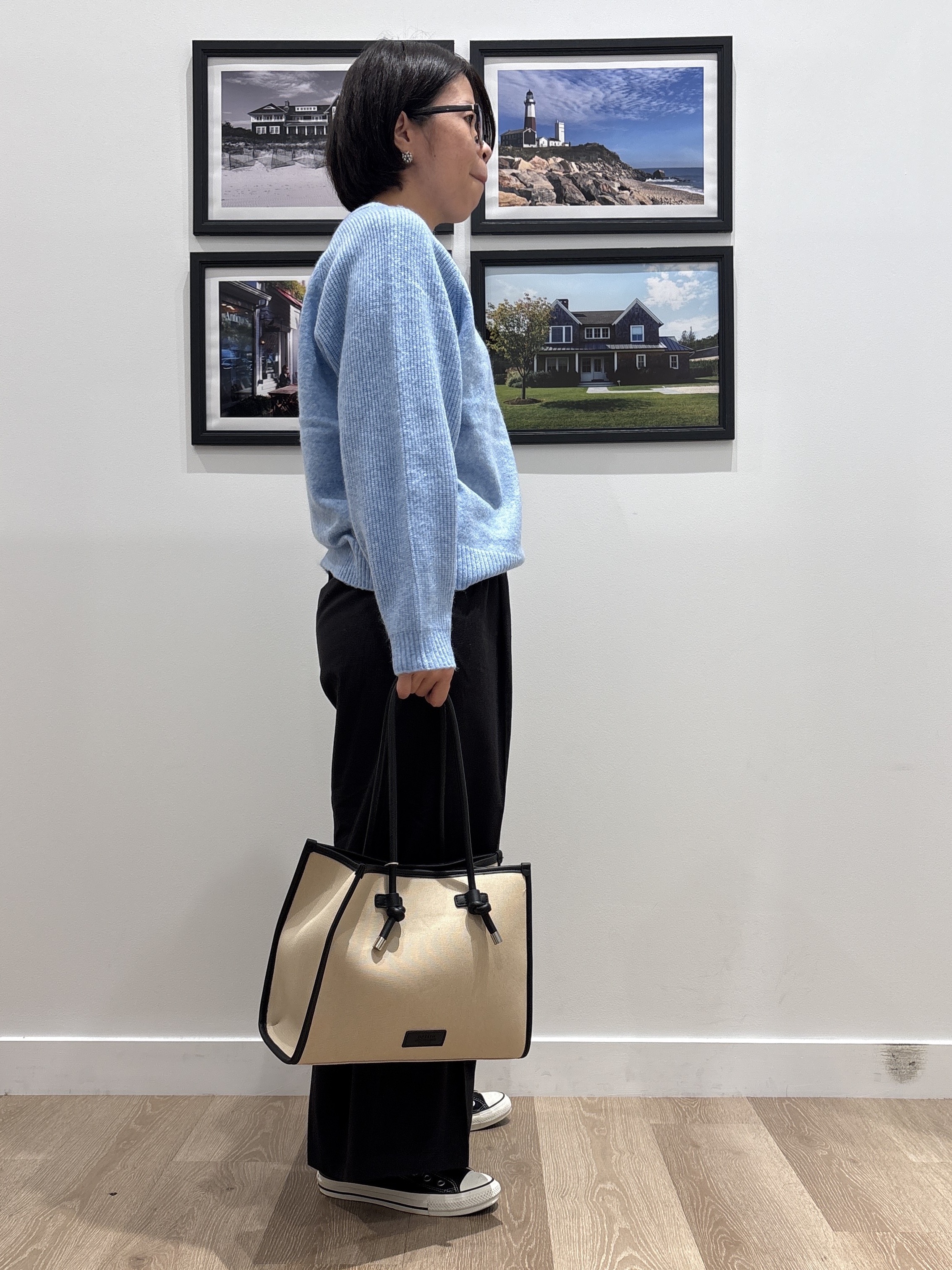 Naoさんの「Dessin｜【洗濯機OK/サスティナブル/6色展開】編地切替ラグラン ニットプルオーバー」を使ったコーディネート