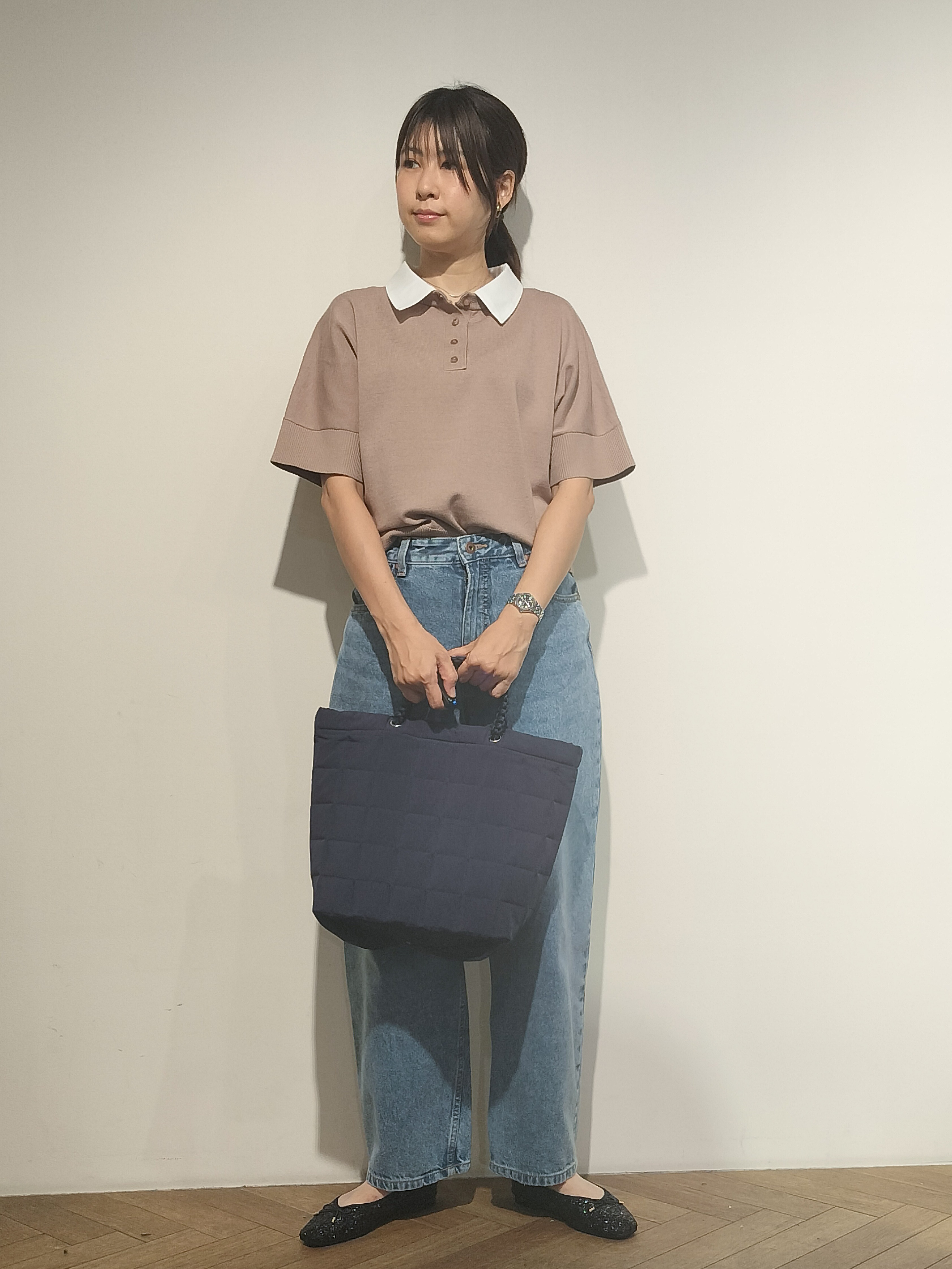 よなさんの「OPAQUE.CLIP｜【森絵梨佳さん着用】2WAY衿ドッキングニット《洗濯機OK》」を使ったコーディネート